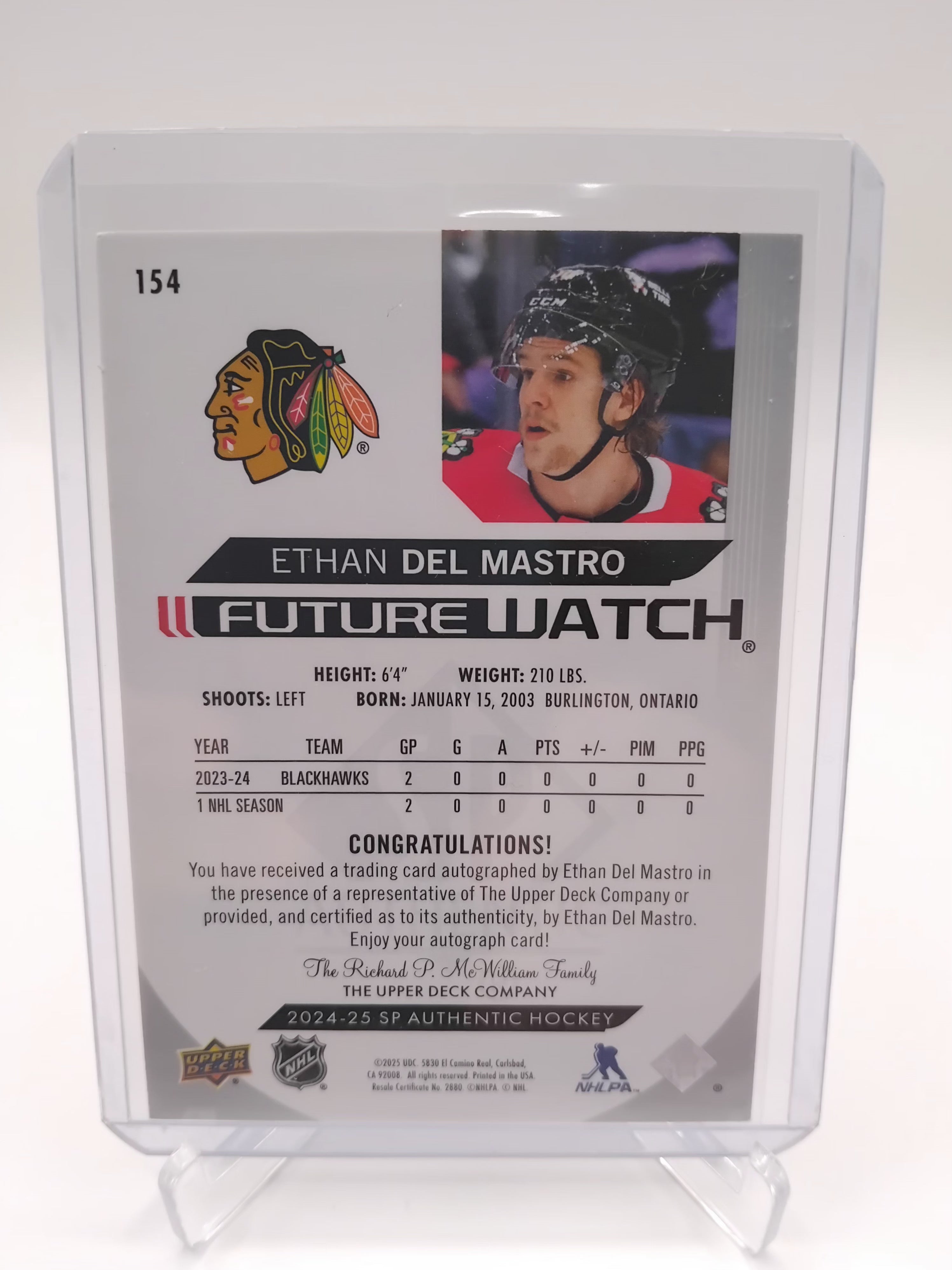 2024-25 SP Authentic Ethan Del Mastro Future Watch Auto 430/999