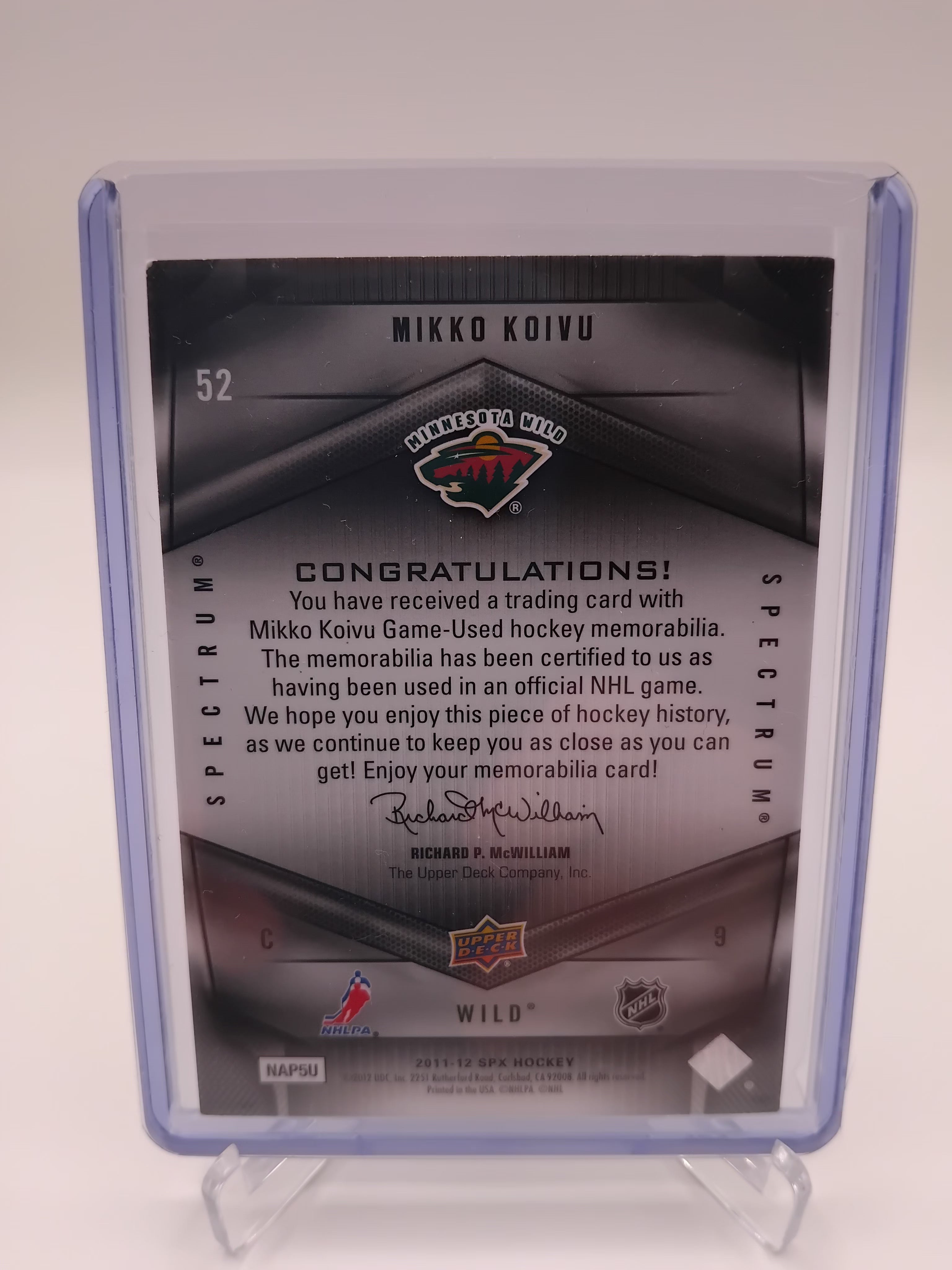 2011-12 SPX Mikko Koivu Patch 10/15