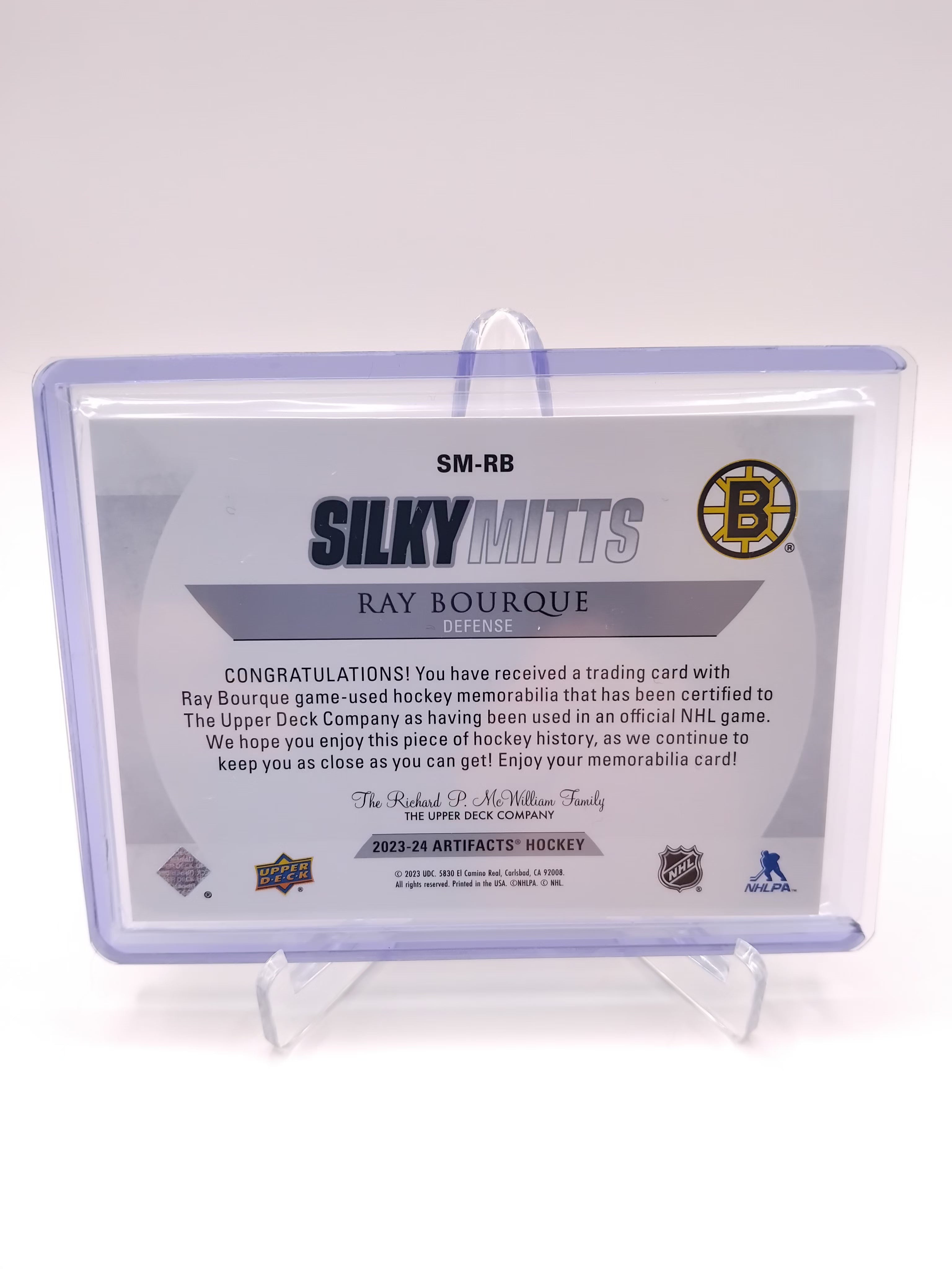 2023-24 Artifacts Ray Bourque Silky Mits Glove Relic