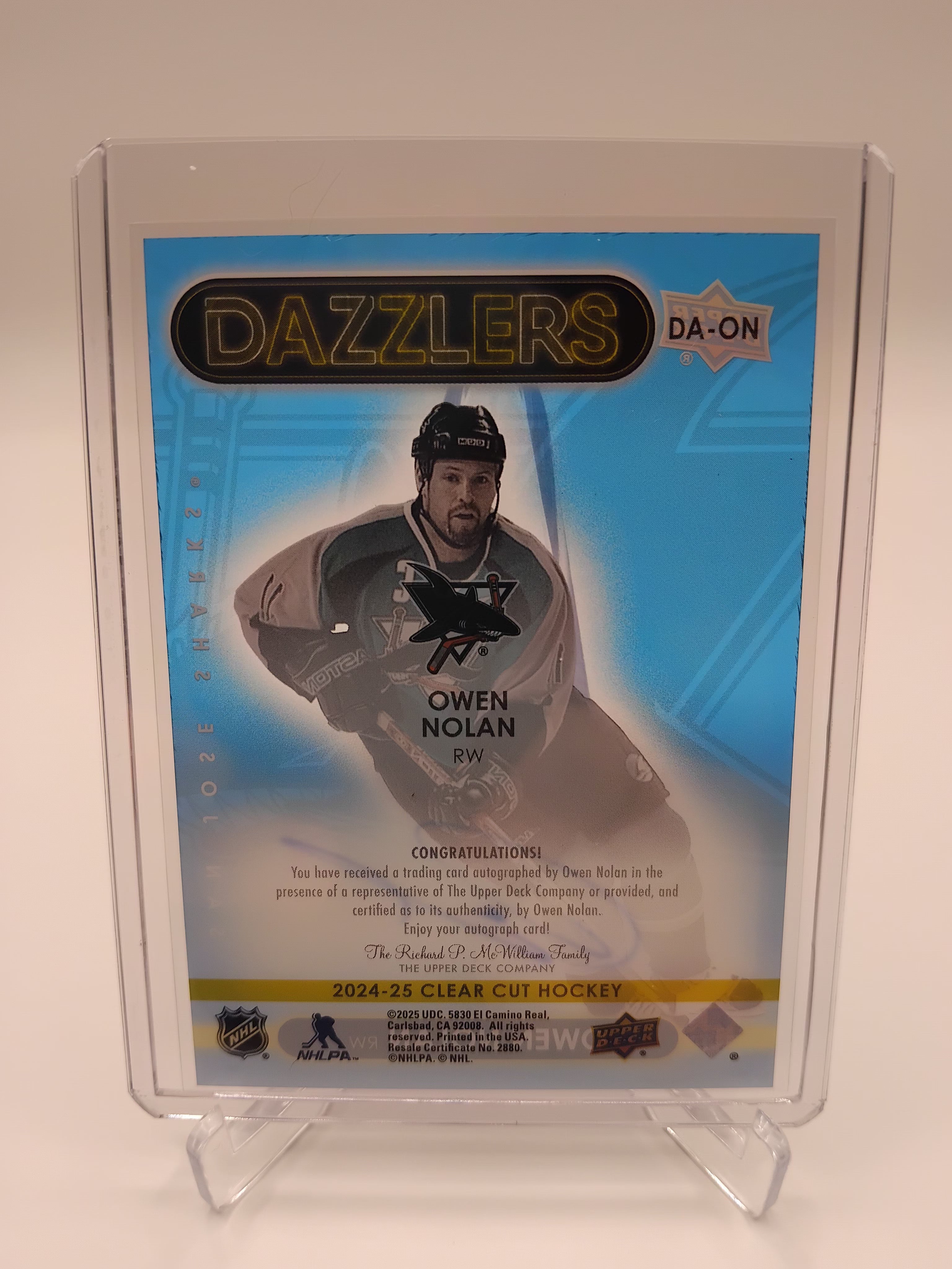 2024-25 Clear Cut Owen Nolan Dazzlers SP Auto