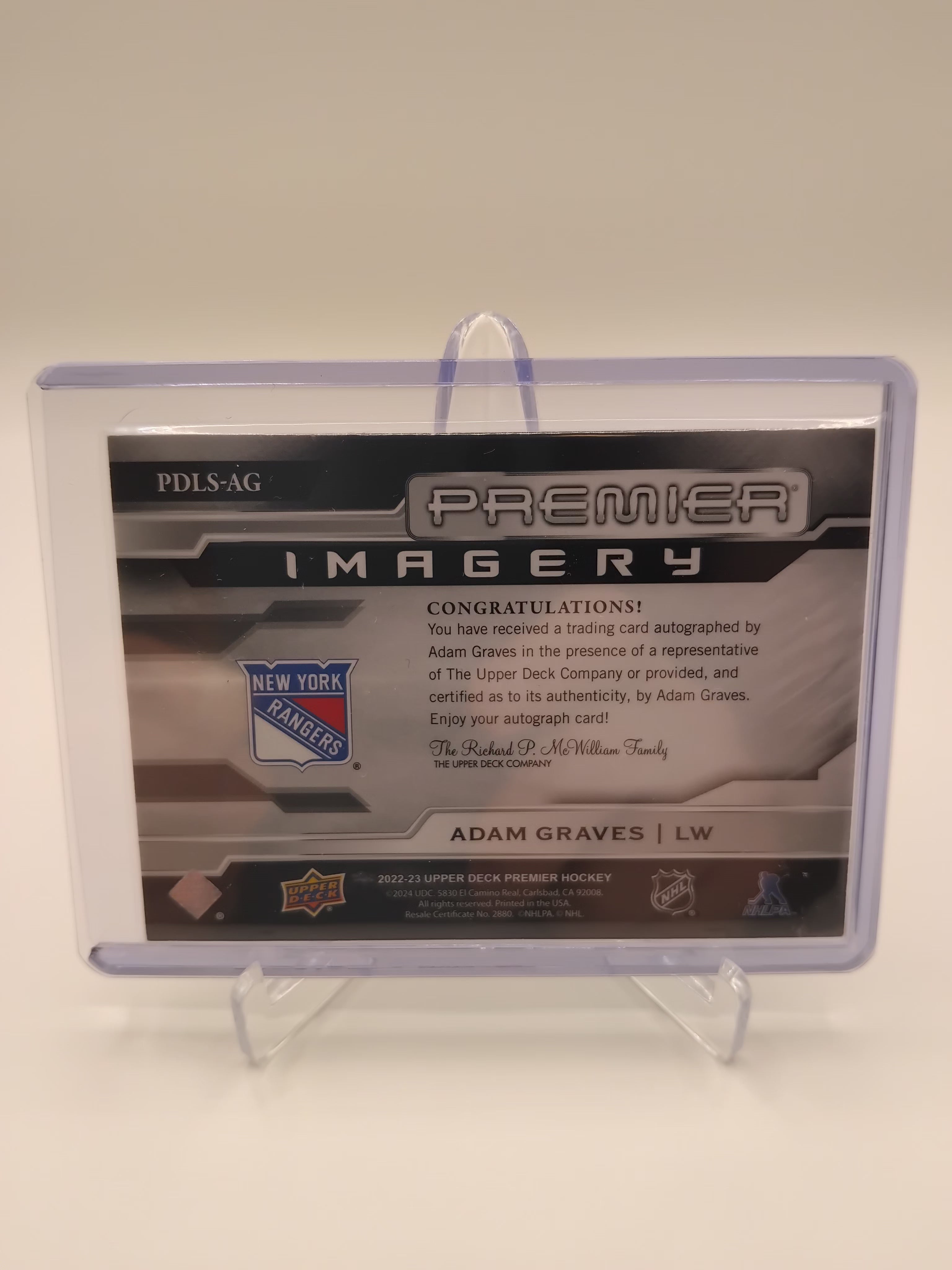 2022-23 Premier Adam Graves Legends Auto 19/50