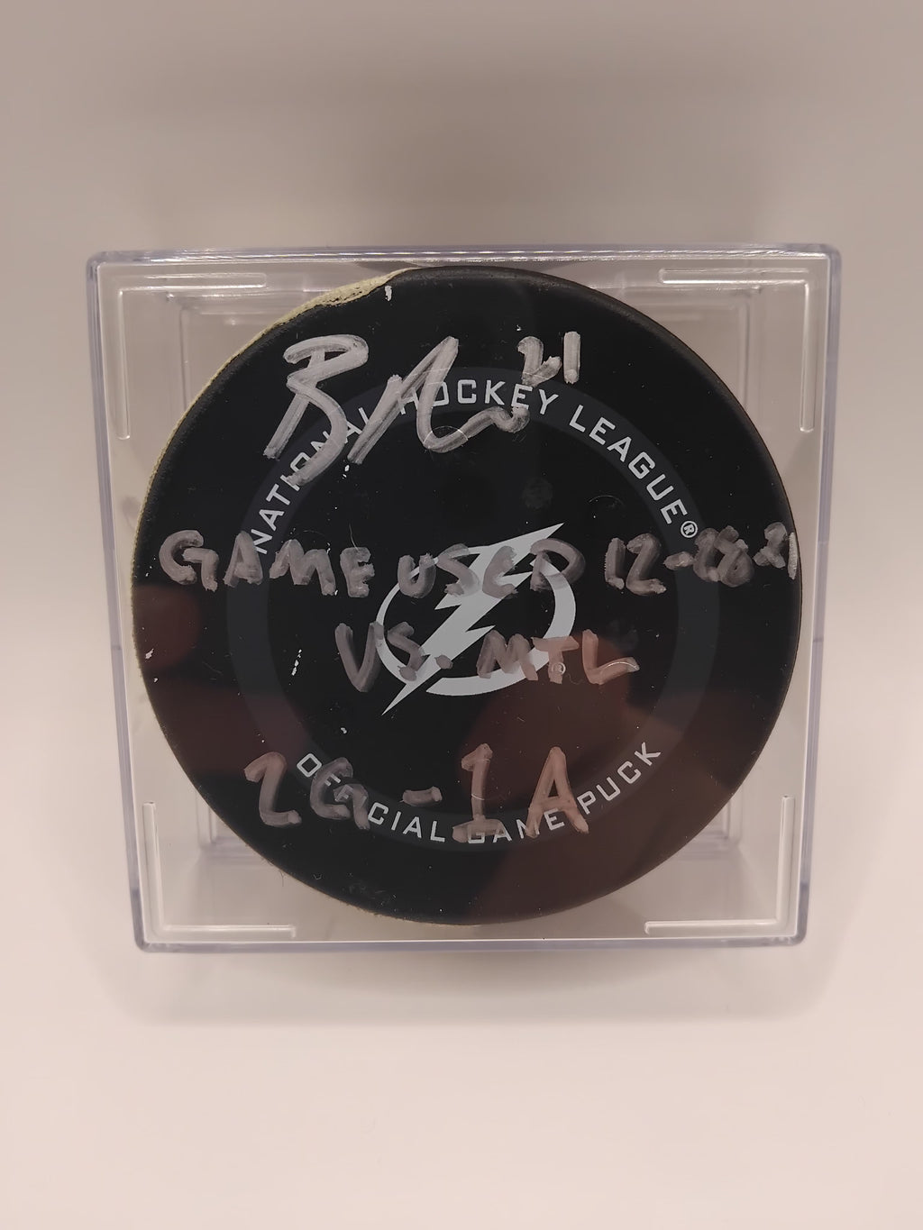 Brayden Point Signed Game Used Puck