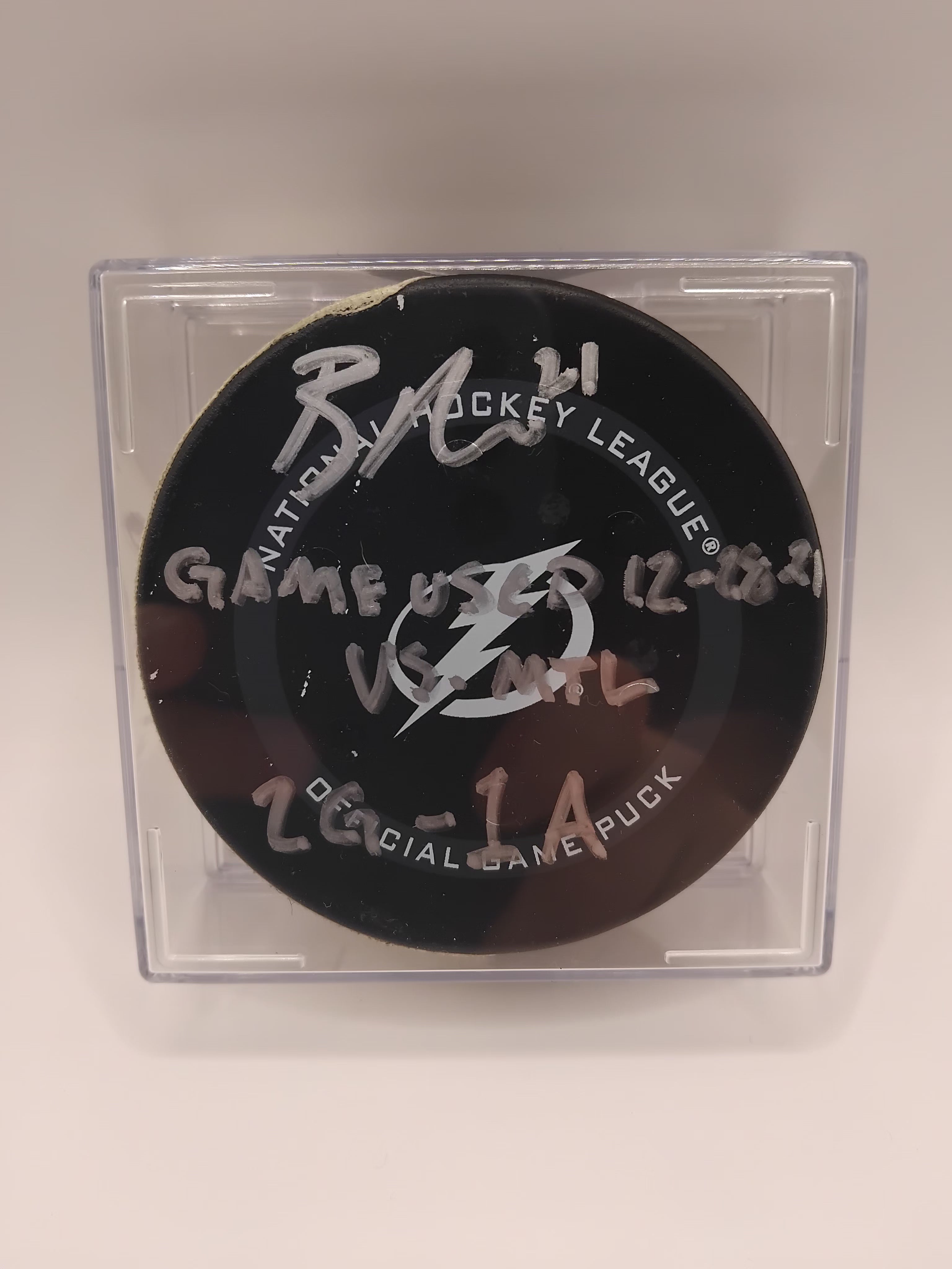 Brayden Point Signed Game Used Puck