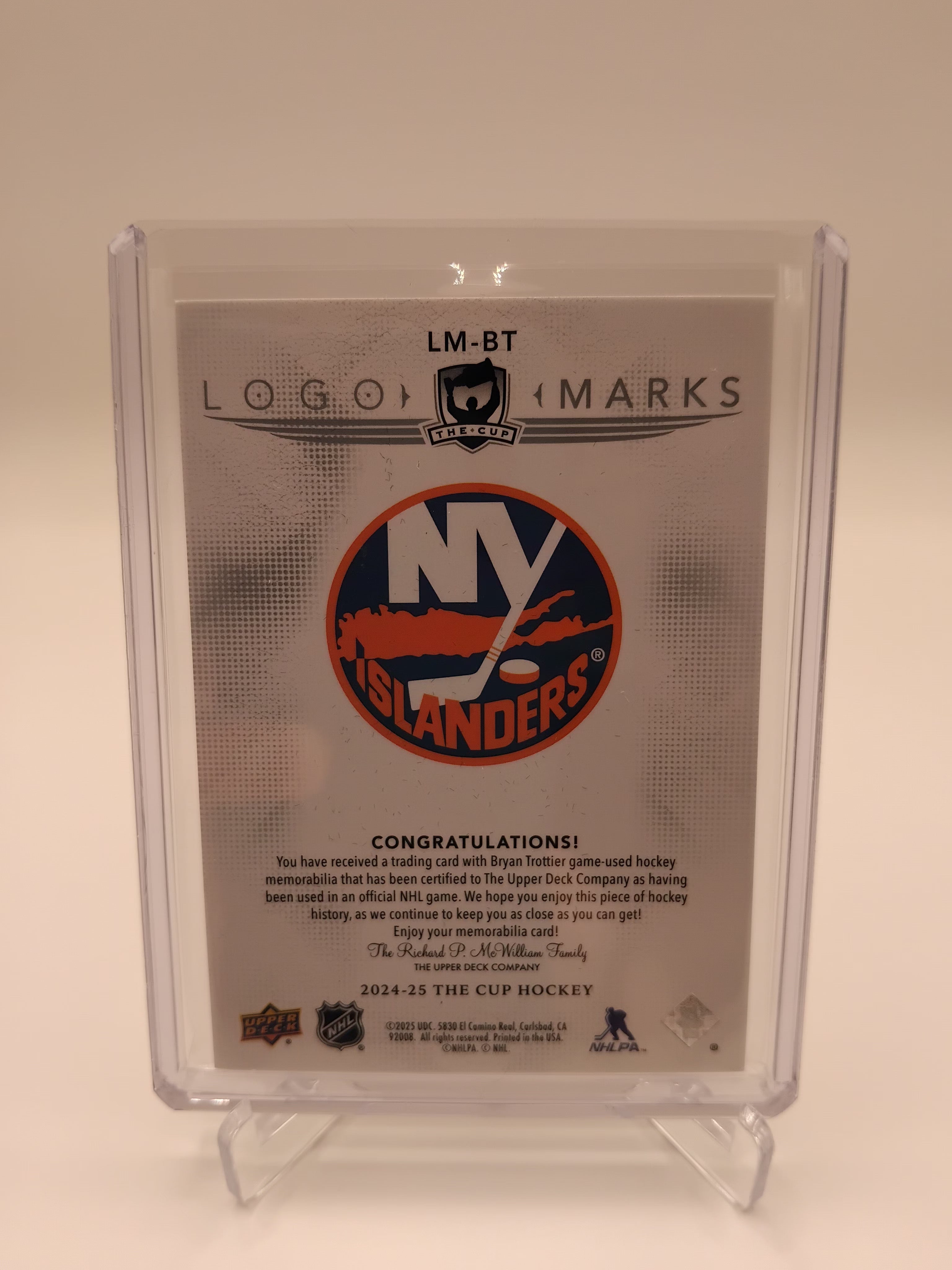 2024-25 The Cup Bryan Trottier Logo Marks Jersey 09/99