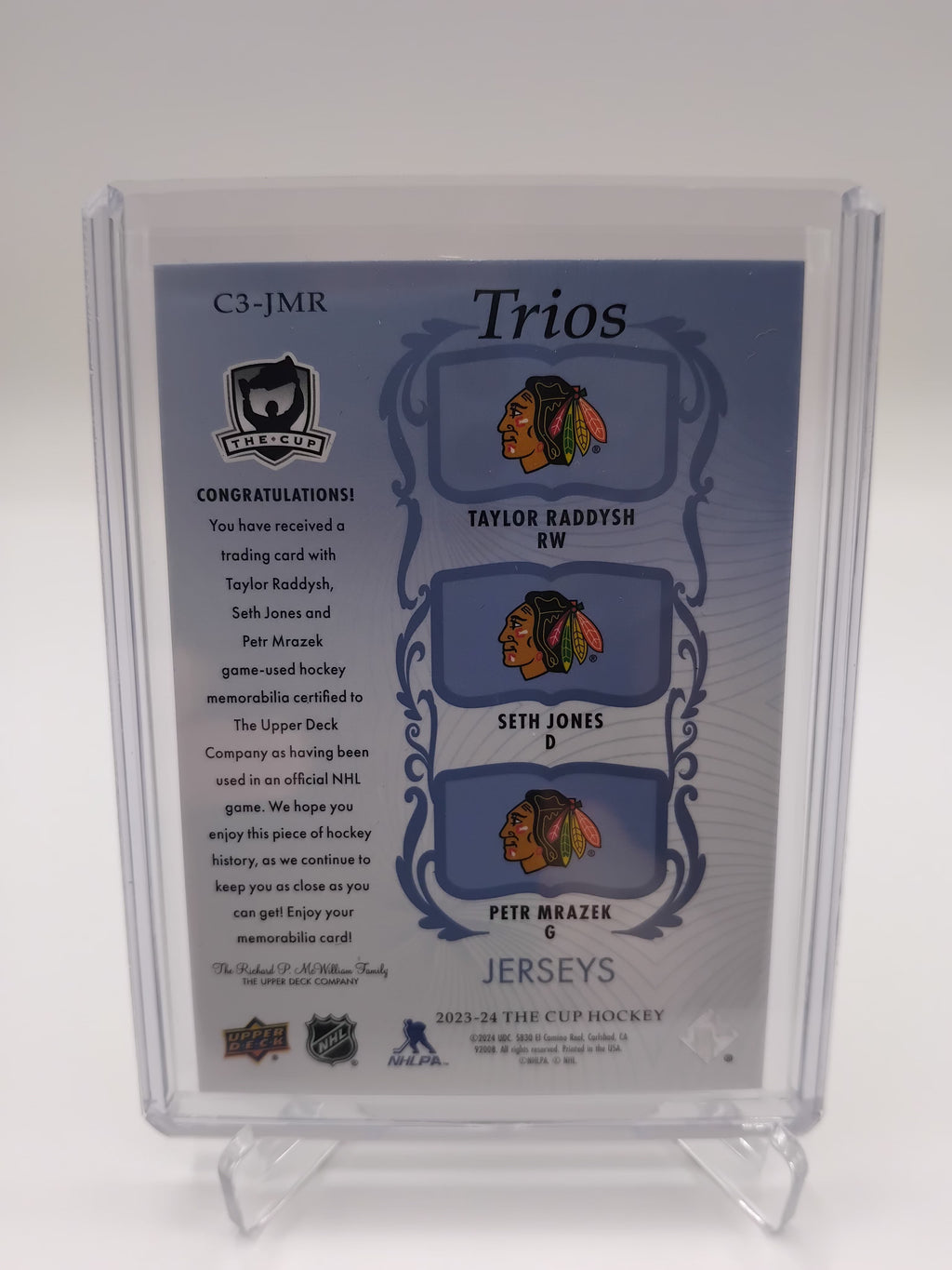 2023-24 The Cup Raddysh/Jones/Mrazek Trios Jersey 34/35