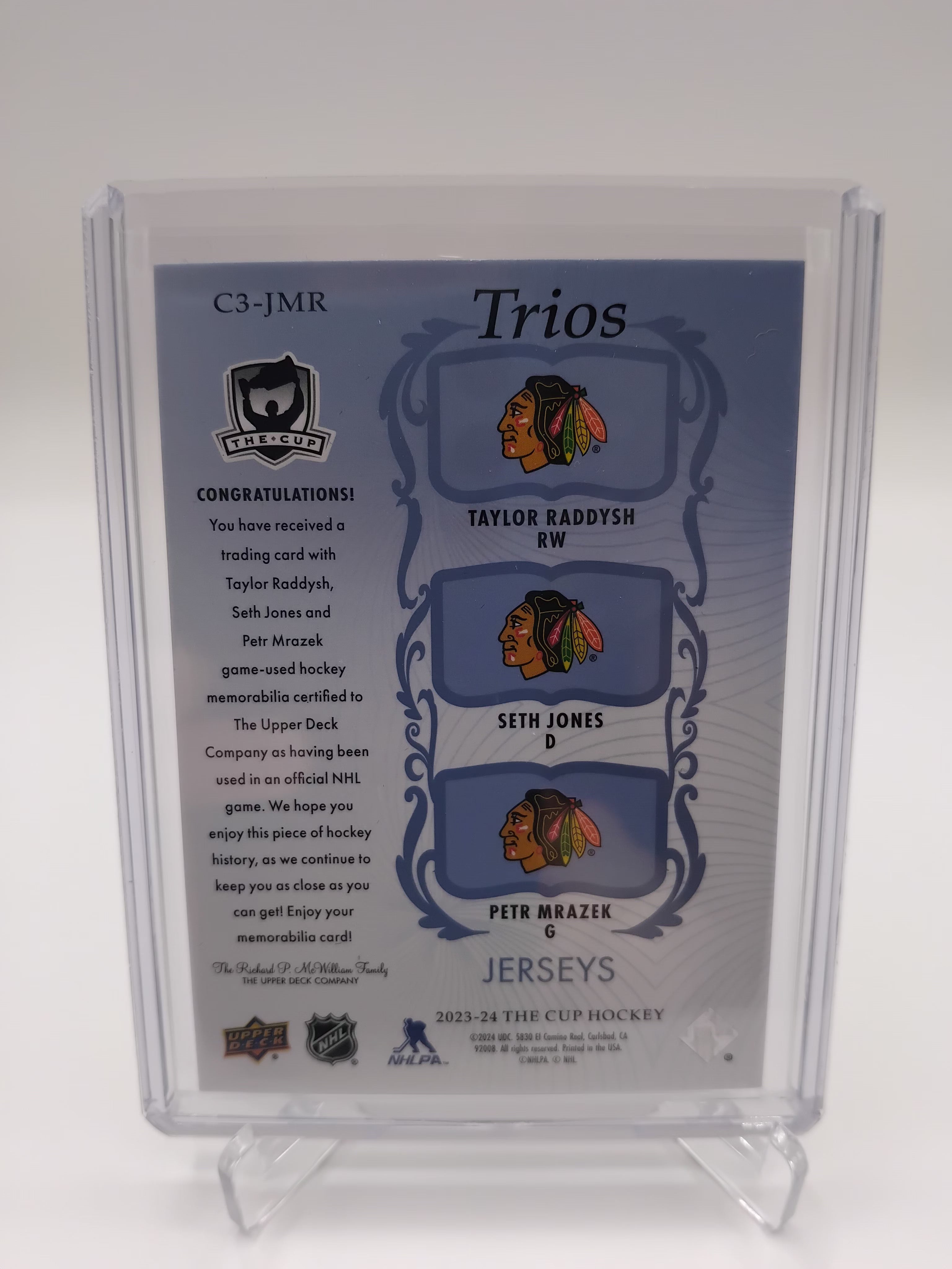2023-24 The Cup Raddysh/Jones/Mrazek Trios Jersey 34/35