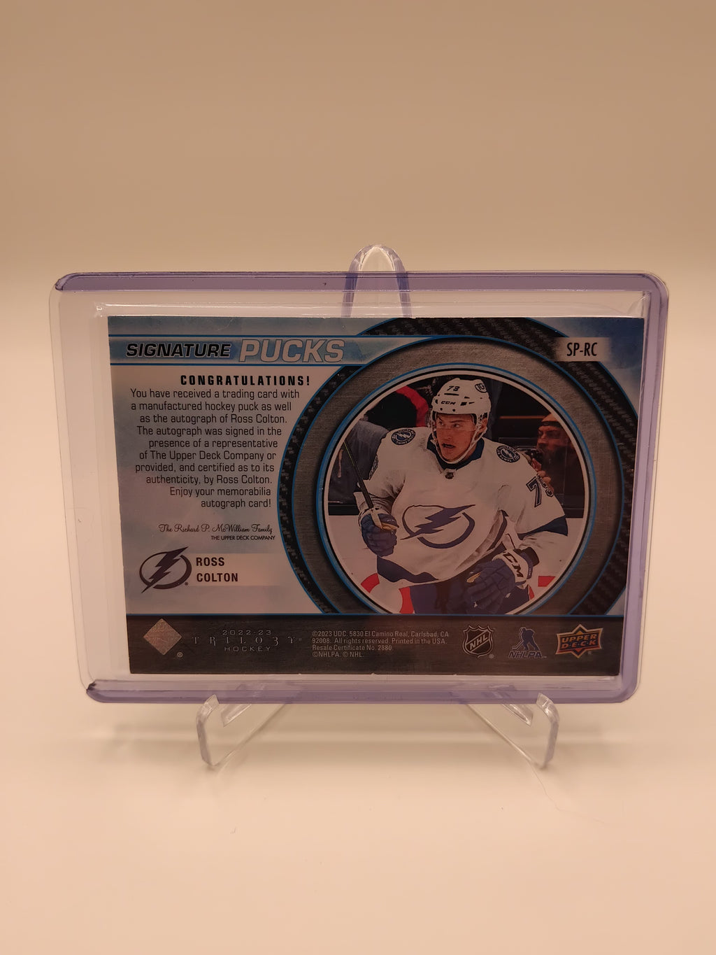 2022-23 Trilogy Ross Colton Signature Puck