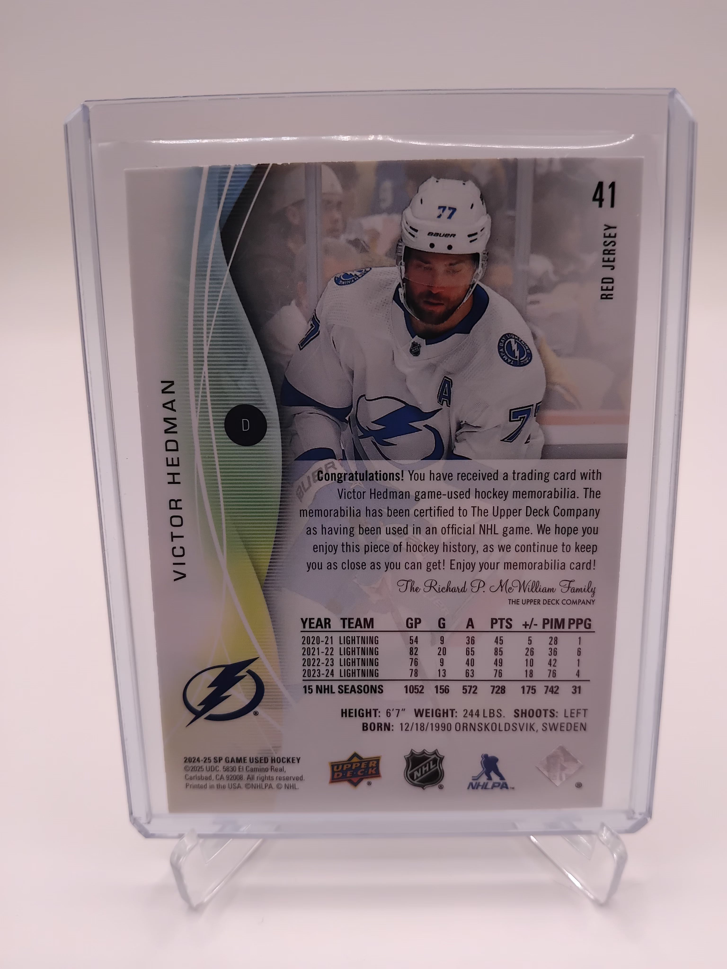 2024-25 SP Game Used Victor Hedman Jersey