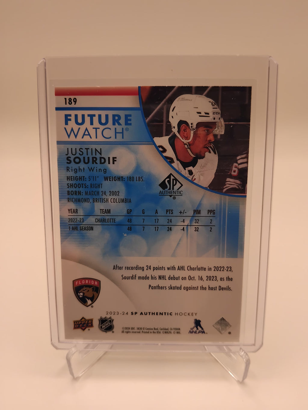 2023-24 SP Authentic Justin Sourdif Future Watch 327/399
