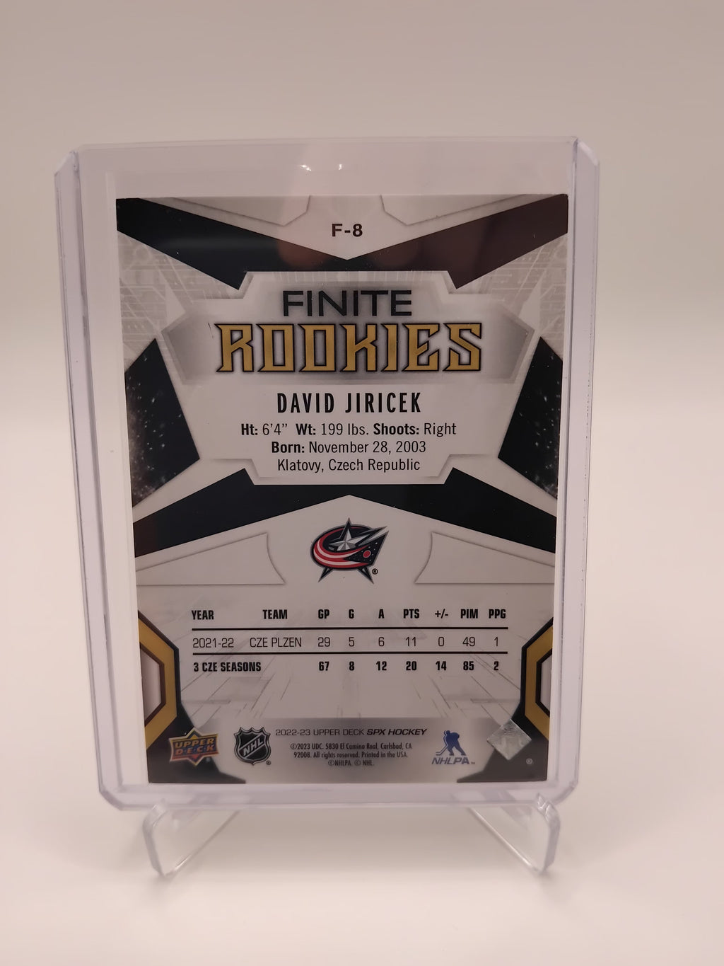 2022-23 SPX David Jiricek Finite Rookies 160/299