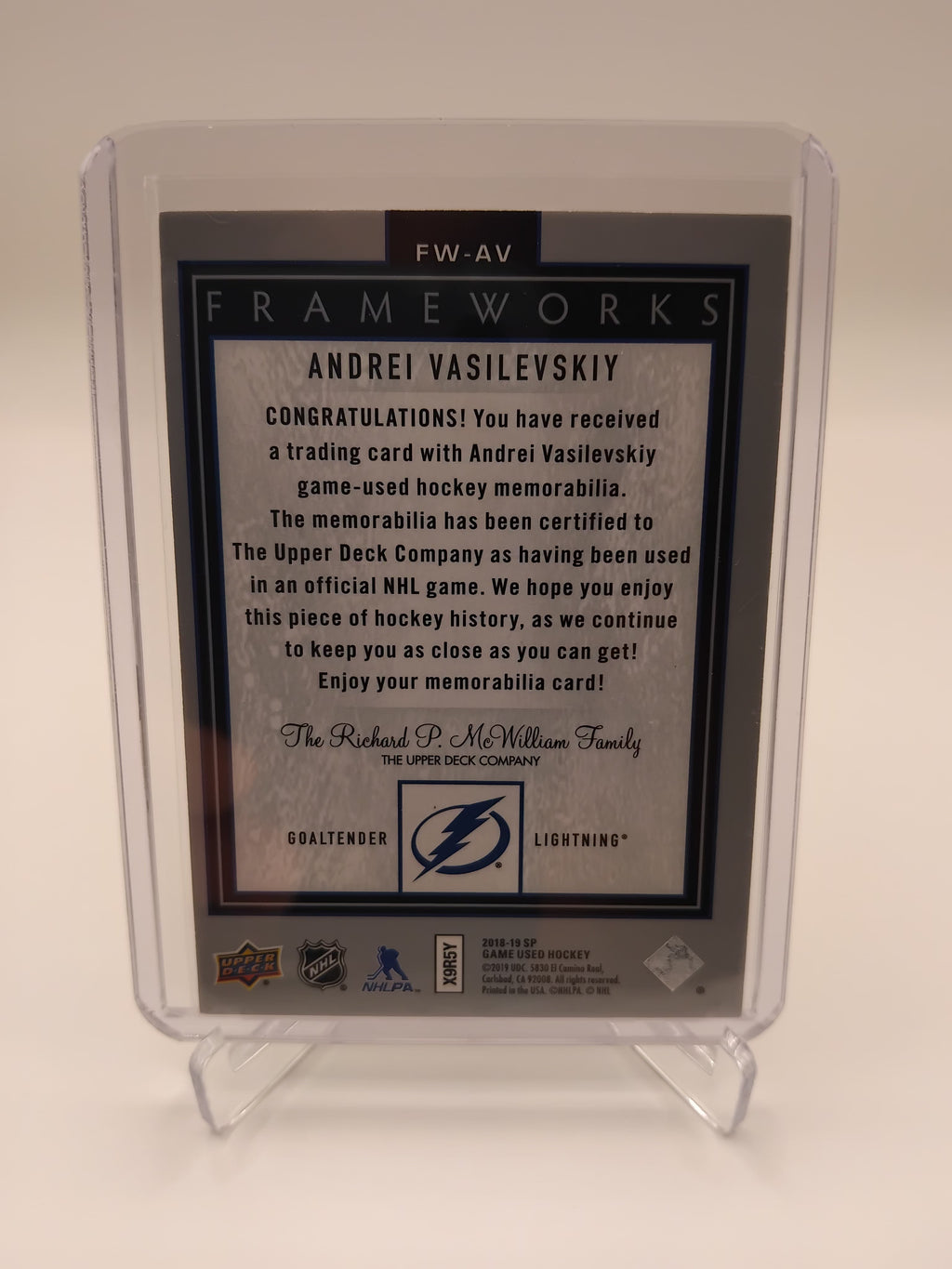 2018-19 SP Game Used Andrei Vasilevskiy Frameworks Jersey