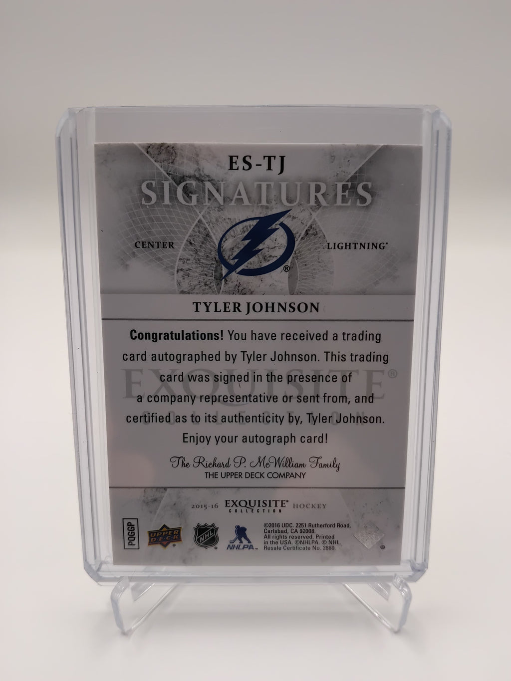 2015-16 Exquisite Collection Tyler Johnson Auto 036/125