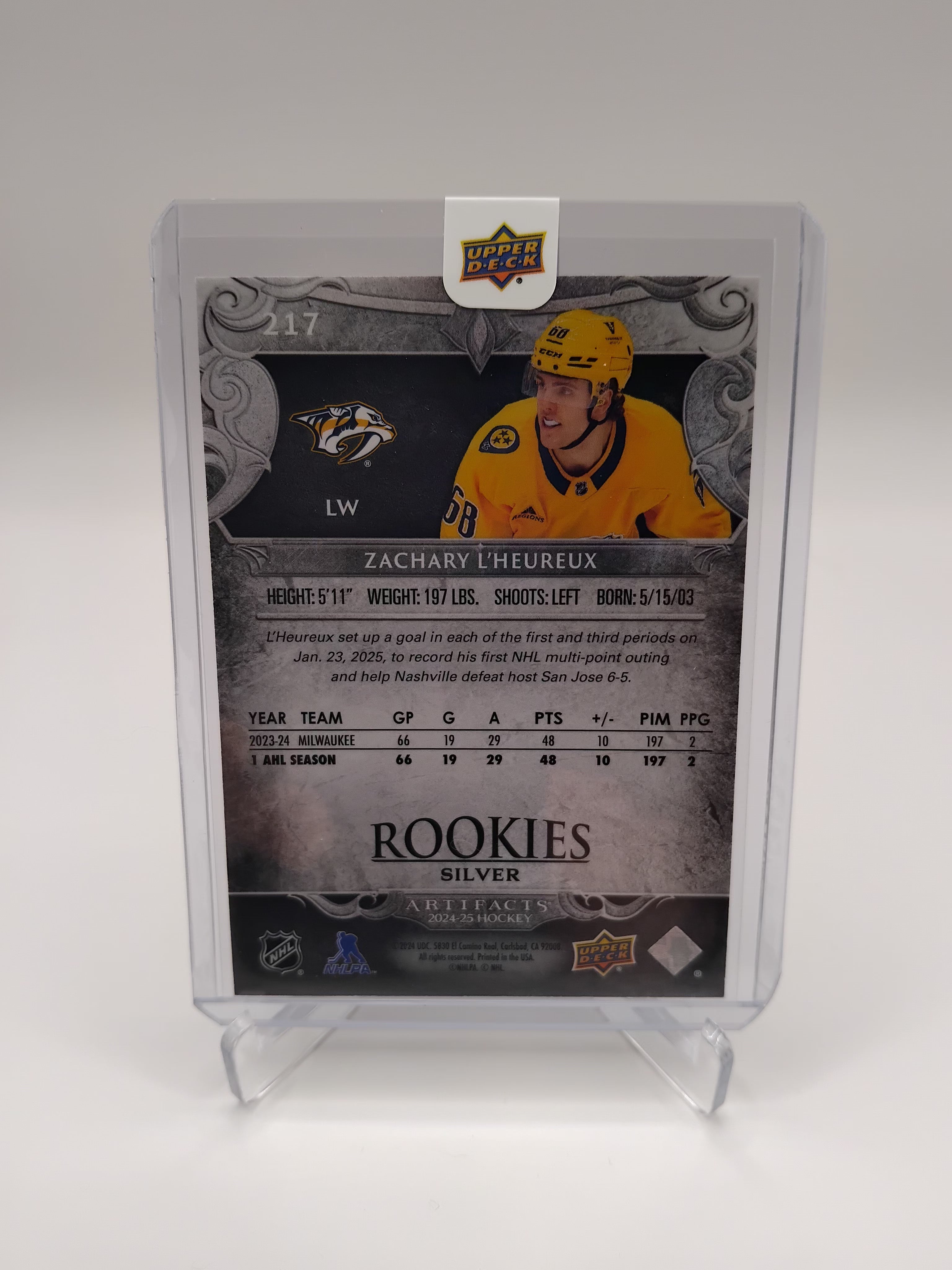 2024-25 Artifacts Zachary L'Heureux 110/899 Redemption