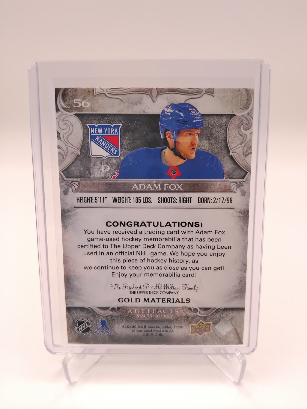 2024-25 Artifacts Adam Fox Dual Jersey 076/299