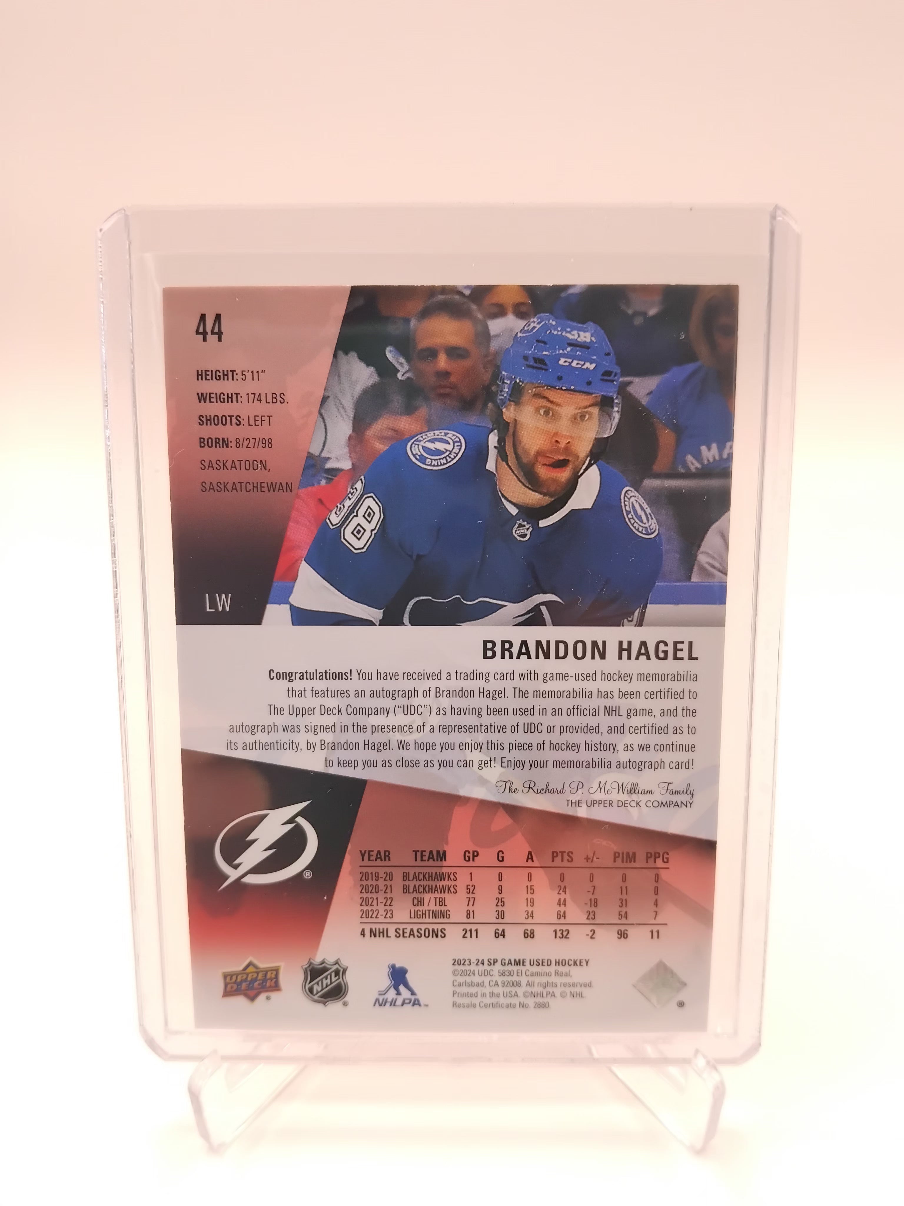 23-24 SP Game Used Brandon Hagel Jersey Auto 59/99