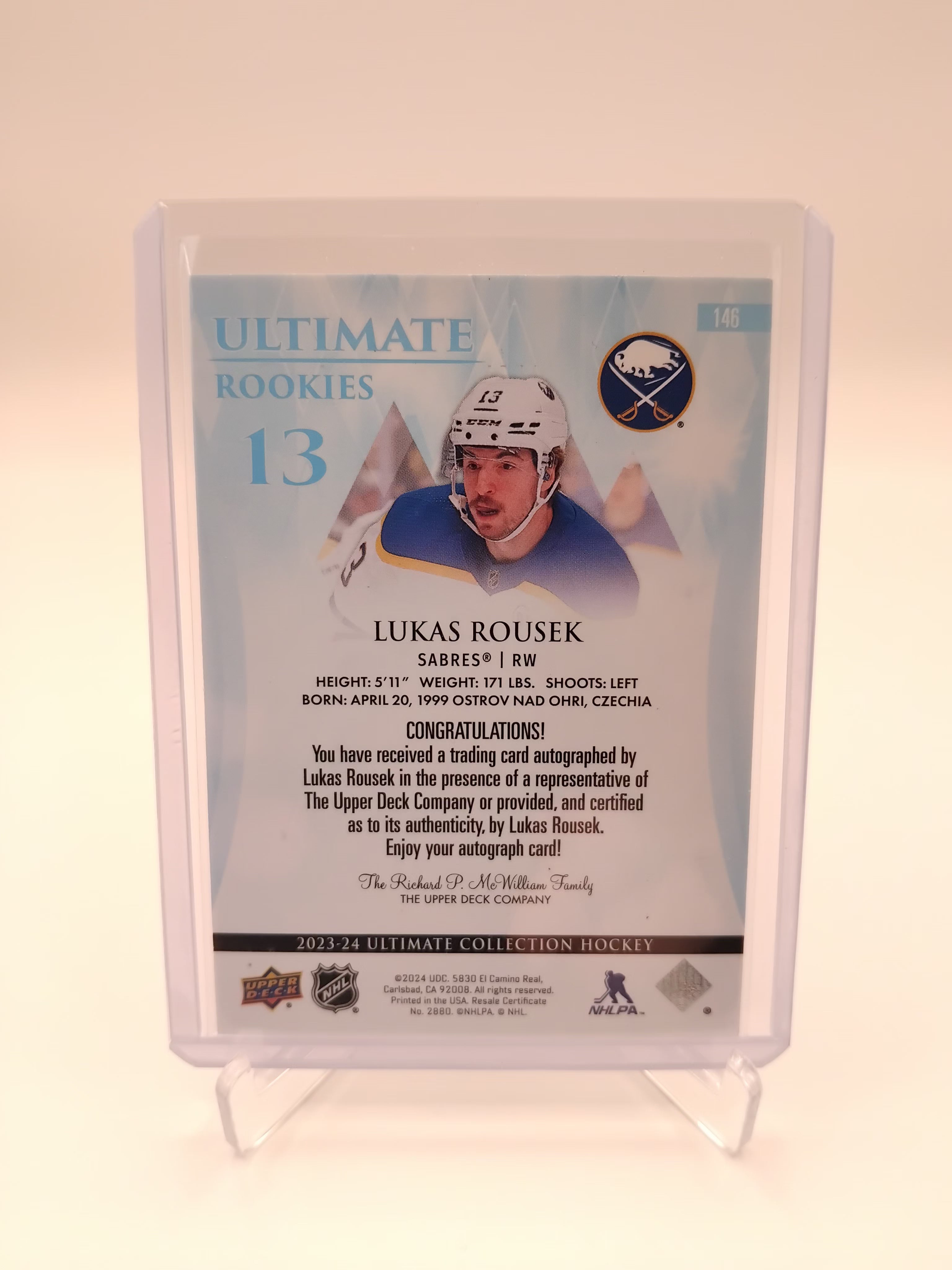 2023-24 Ultimate Collection Lukas Rousek Auto 203/299