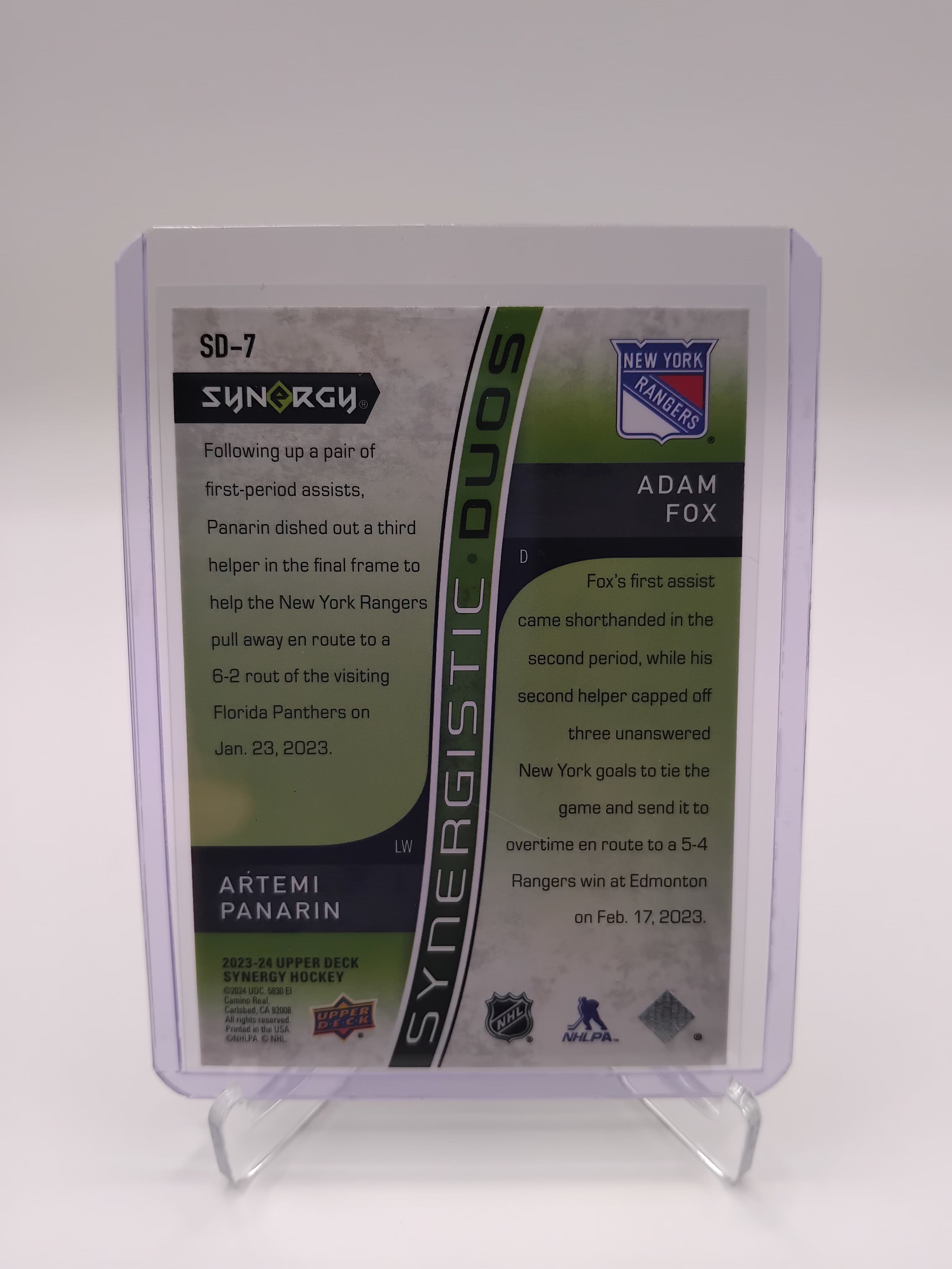 2023-24 Synergy Adam Fox/ Artemi Panarin Synergistic Duos 512/599