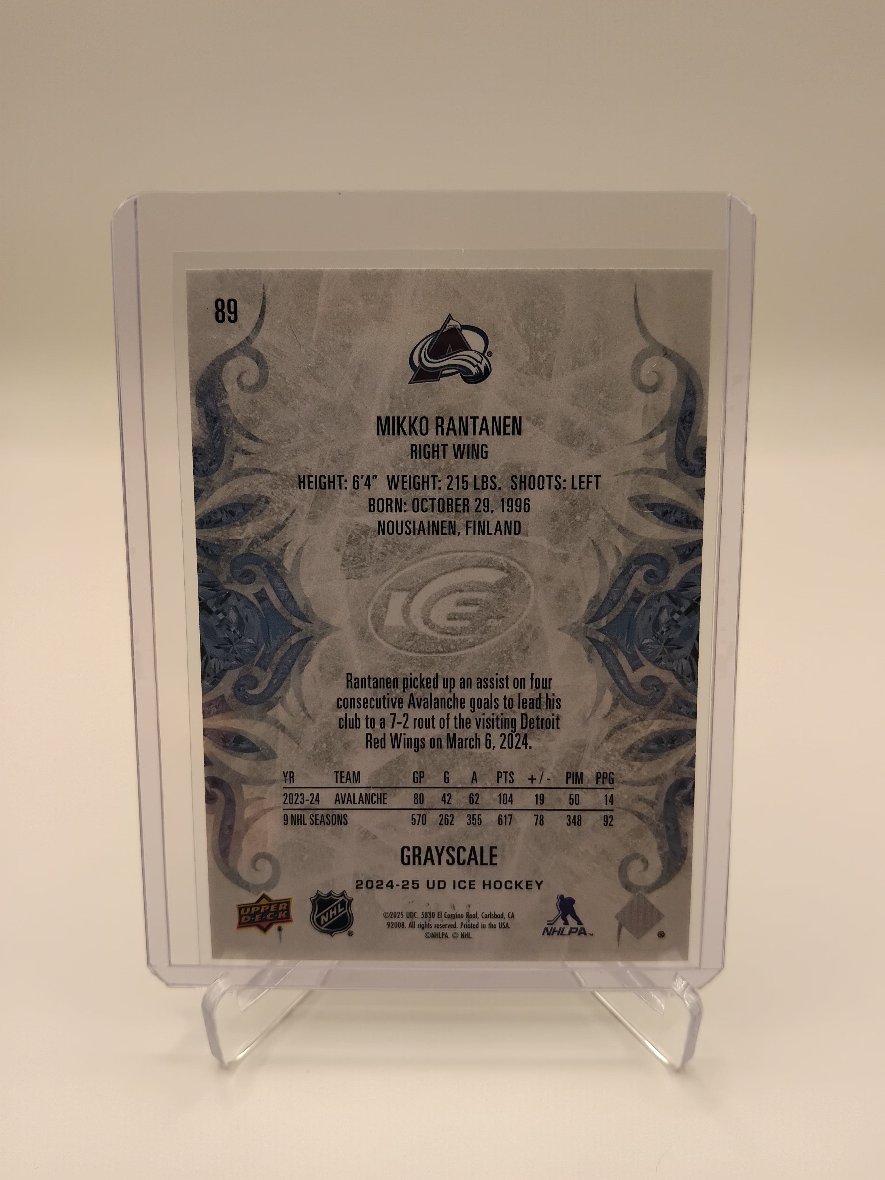 2024-25 Ice Mikko Rantanen Greyscale 15/99