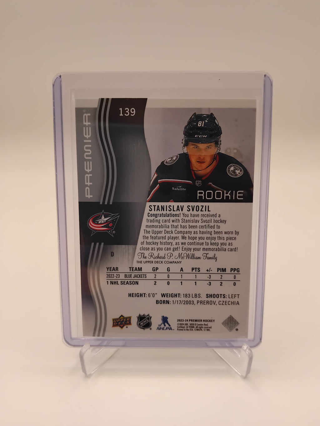2023-24 Premier Stanislav Svozil Jersey Card