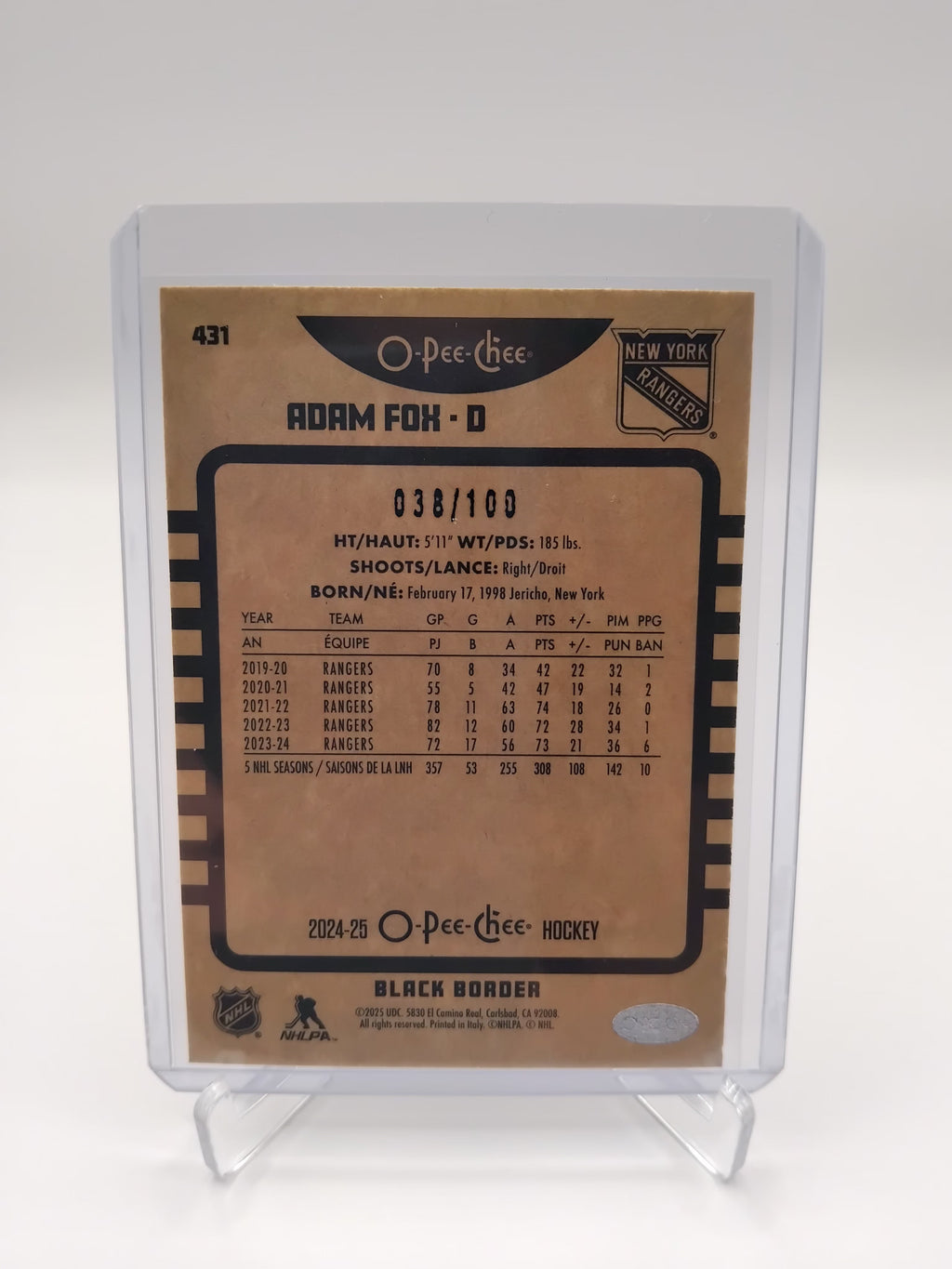 2024-25 OPC Adam Fox Black 38/100