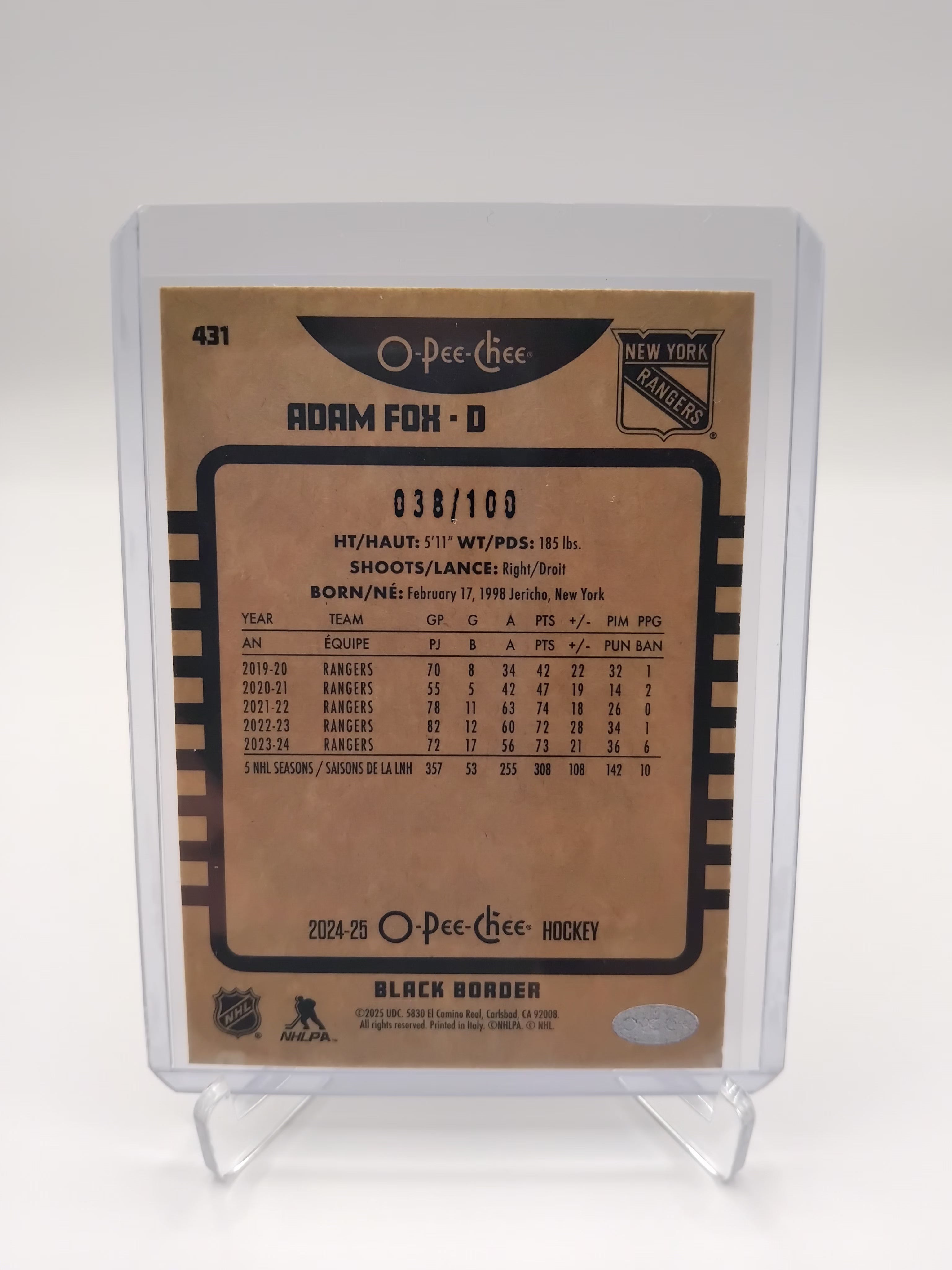 2024-25 OPC Adam Fox Black 38/100