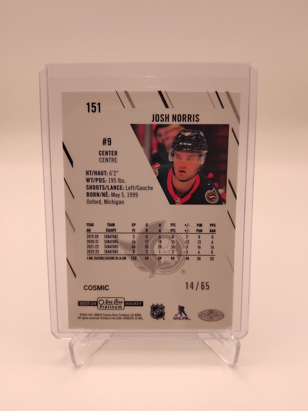 2023-24 OPC Platinum Josh Norris Cosmic 14/65