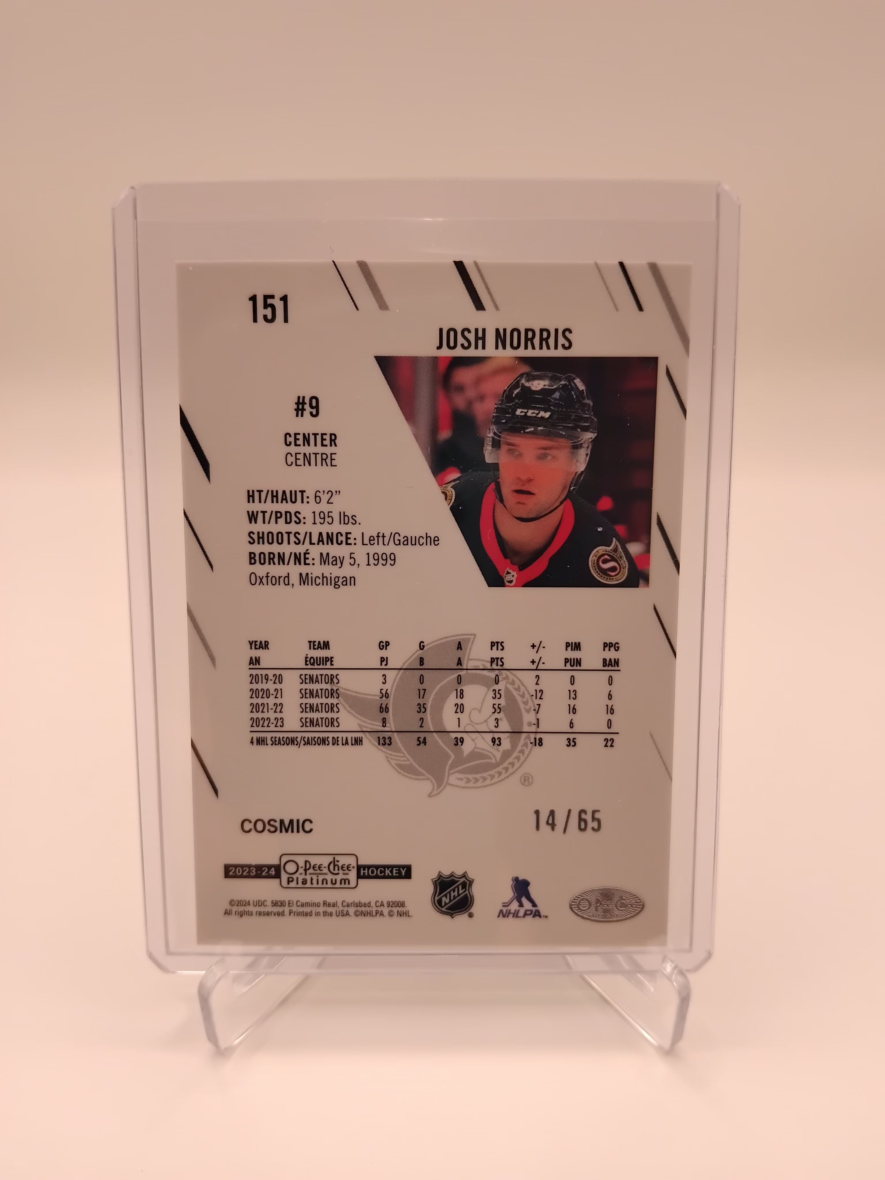 2023-24 OPC Platinum Josh Norris Cosmic 14/65