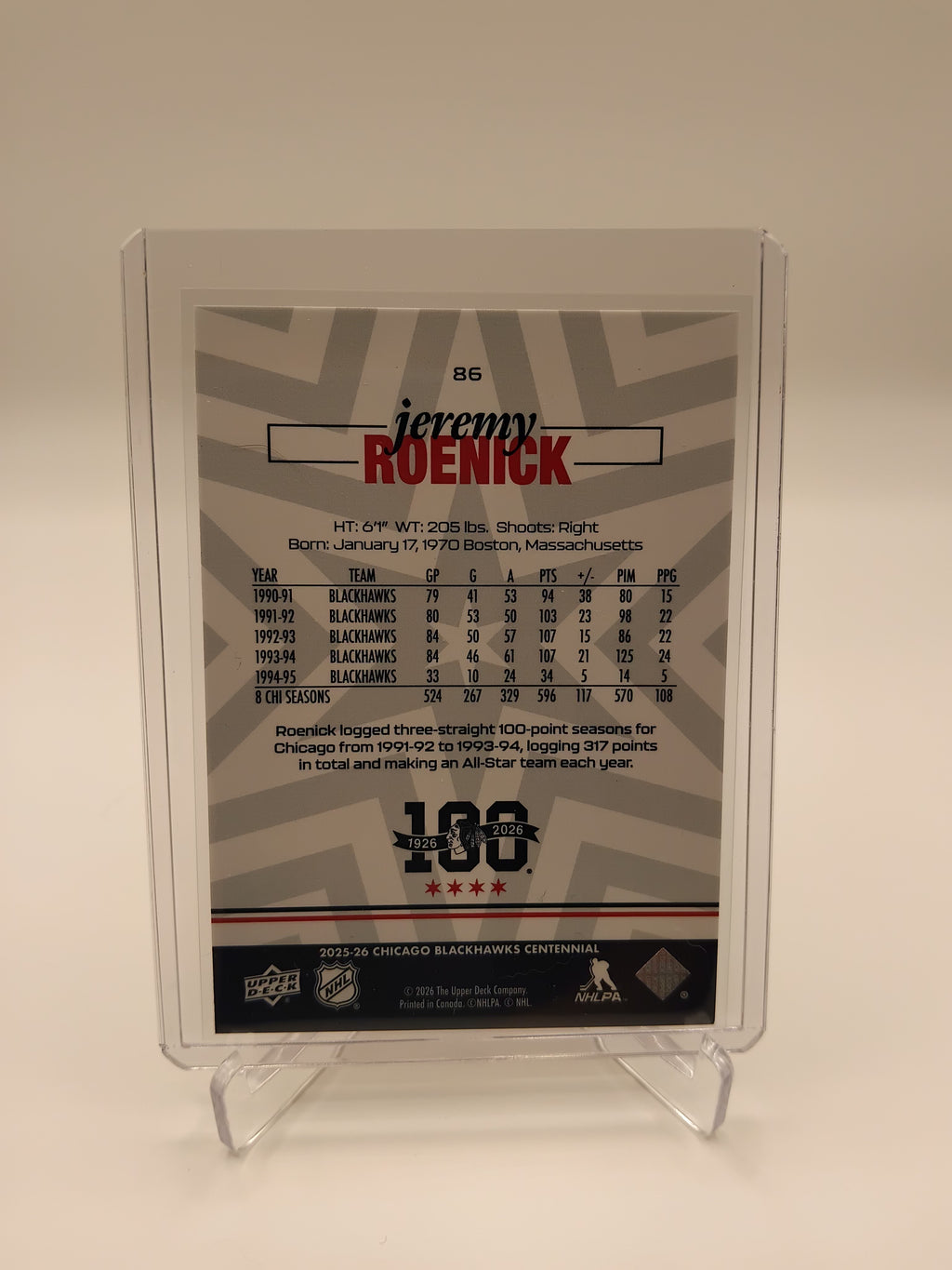 2025-26 Blackhawks Centennial Jeremy Roenick