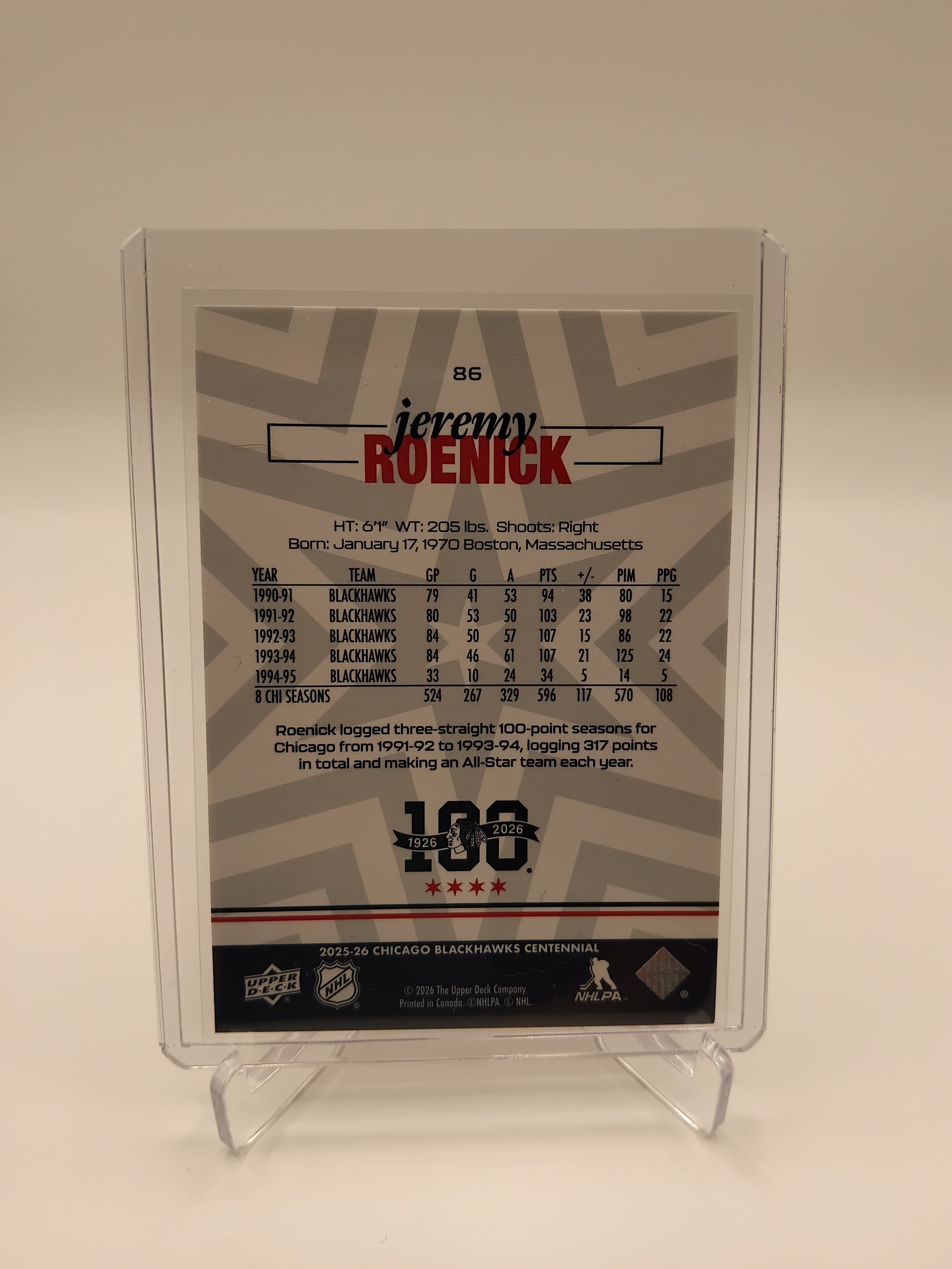 2025-26 Blackhawks Centennial Jeremy Roenick