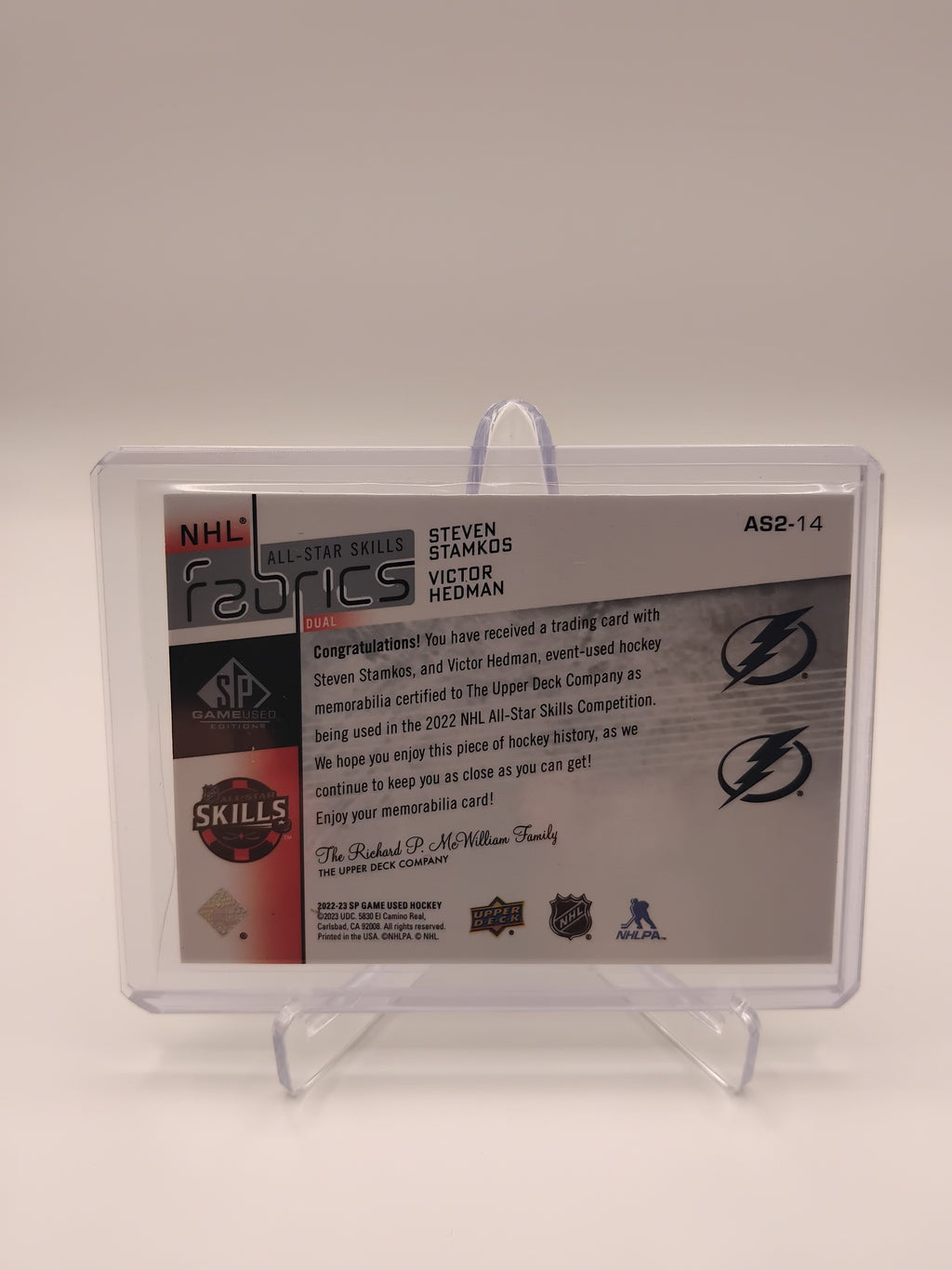 2022-23 Sp Game Used Stamkos/Hedman Dual Jersey