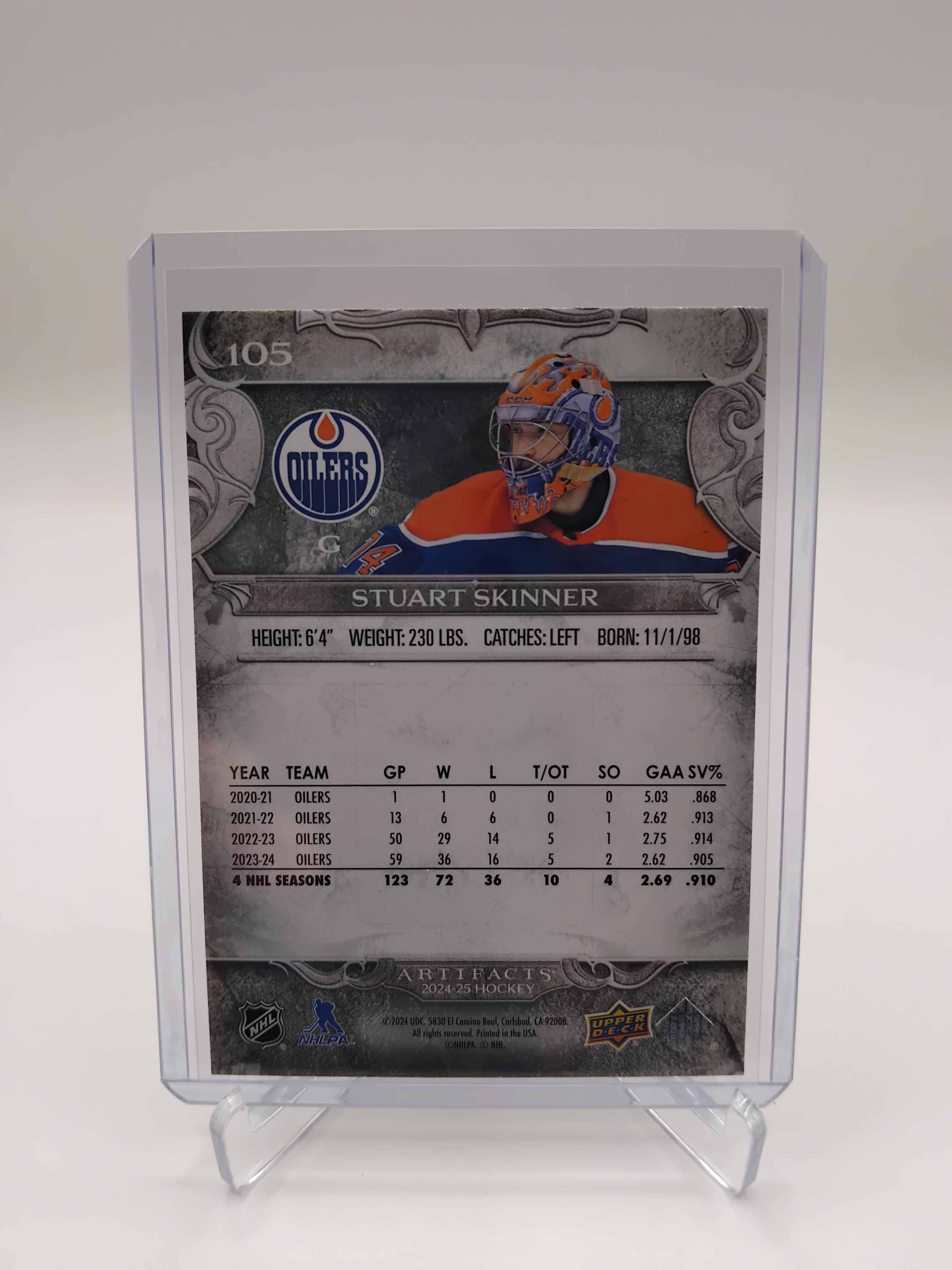 2024-25 Artifacts Stuart Skinner SIlver Foilboard