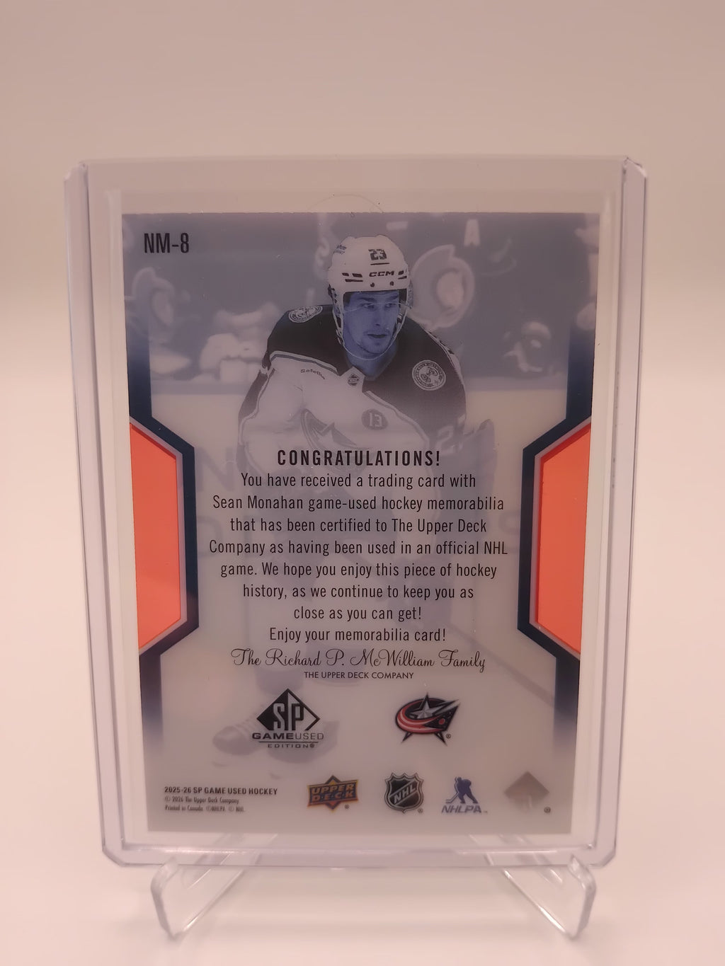 2024-25 SP Game Used Sean Monahan NHL Masters Jersey 136/199
