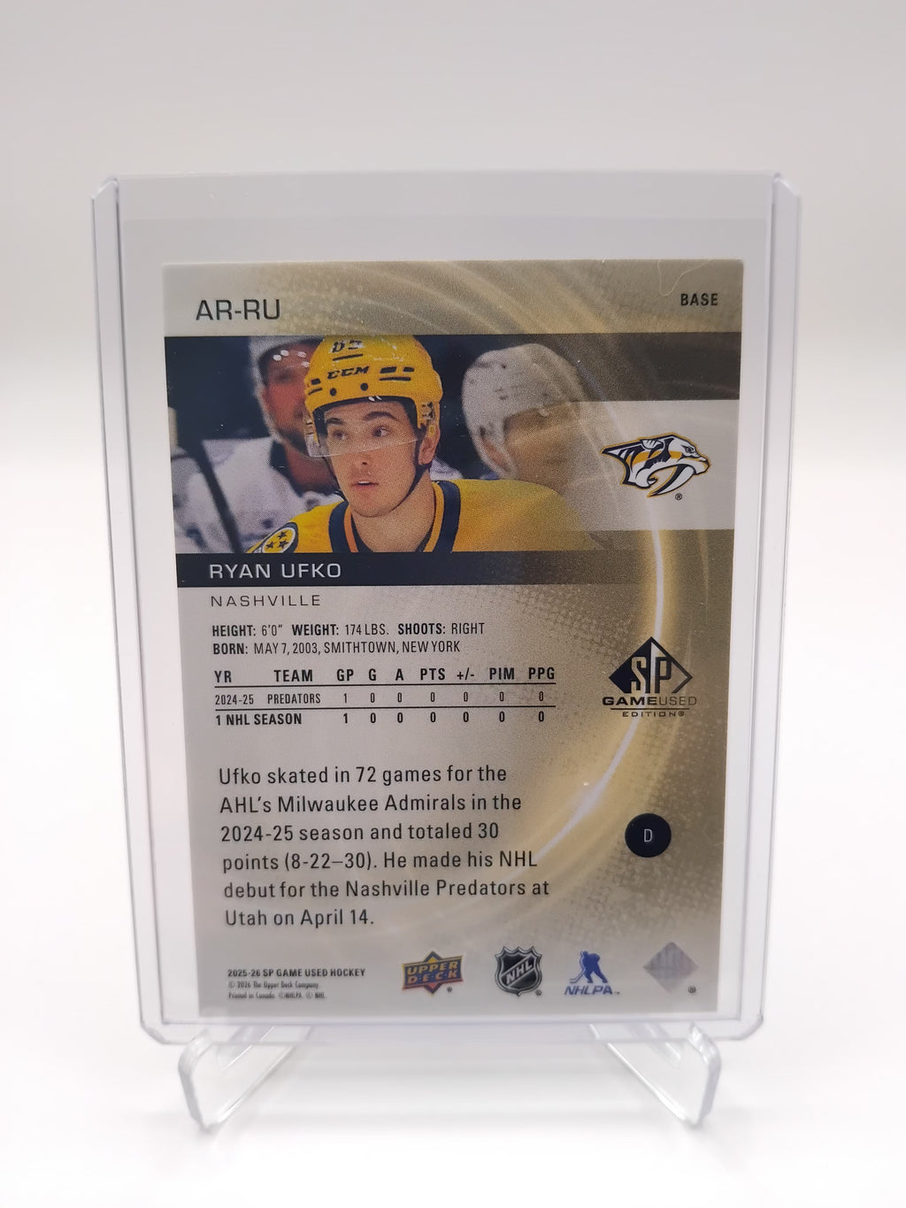 2025-26 SP Game Used Ryan Ufko Authentic Rookies