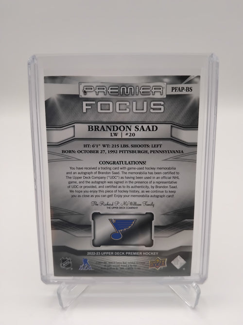 2022-23 Premier Brandon Saad Patch Auto 23/49
