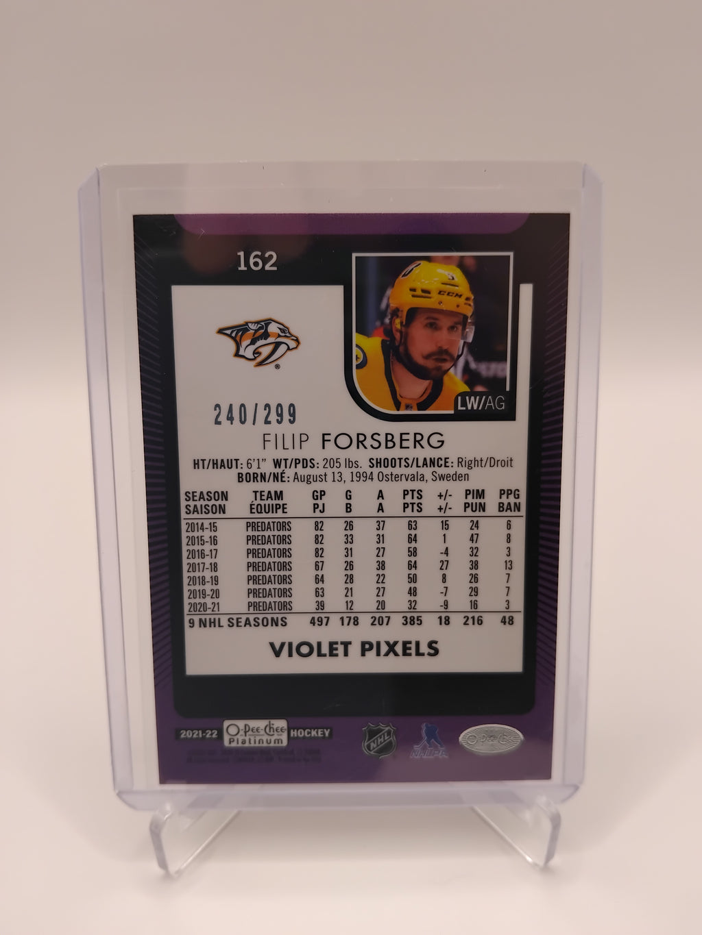 2021-22 OPC Platinum Filip Forsberg Violet Pixels 240/299