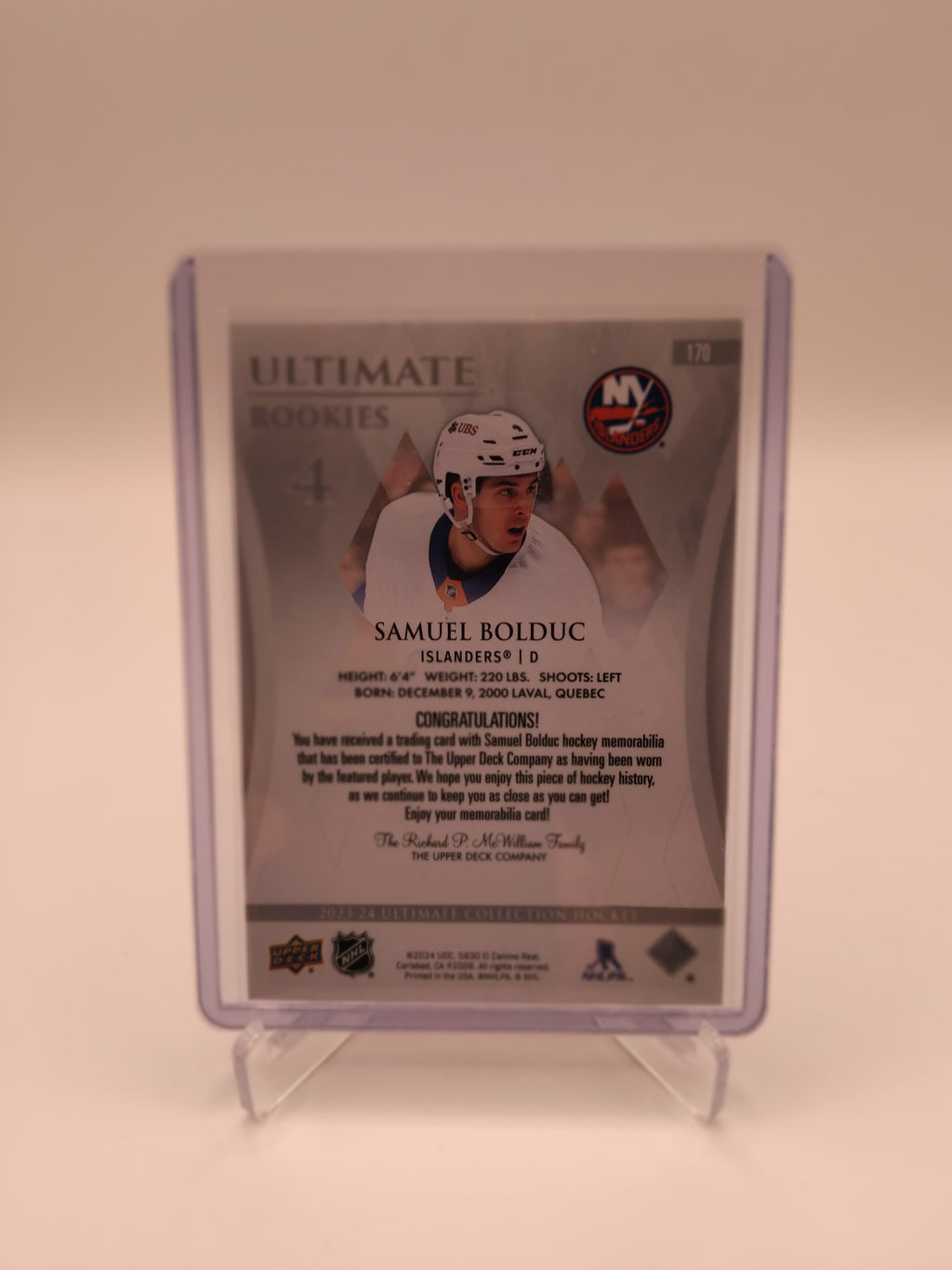 2023-24 Ultimate Collection Samuel Bolduc Jersey 413/599