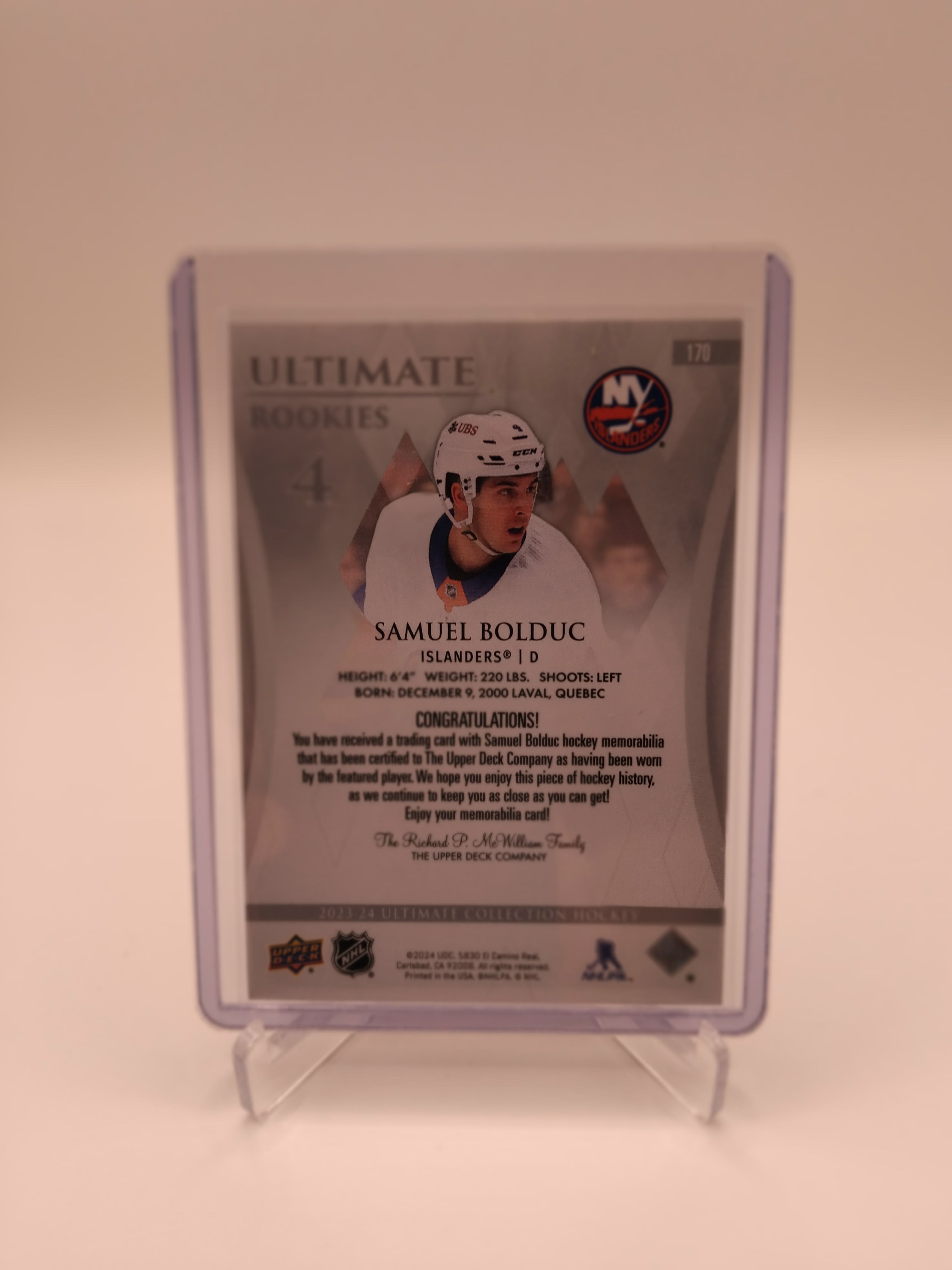 2023-24 Ultimate Collection Samuel Bolduc Jersey 413/599