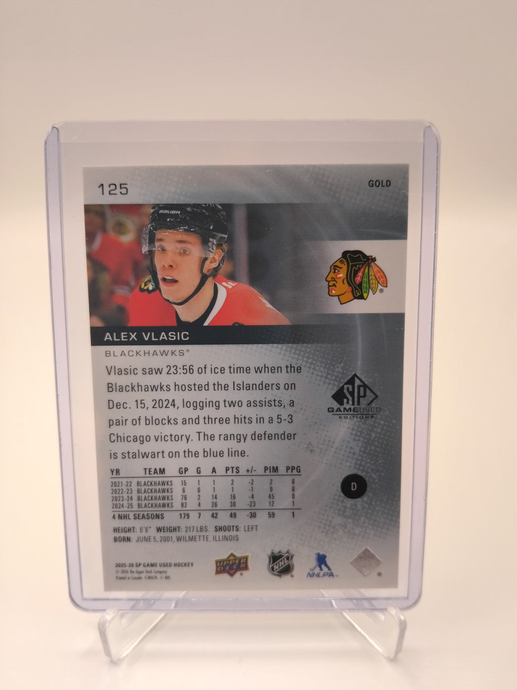 2025-26 SP Game Used Alex Vlasic Gold 076/149