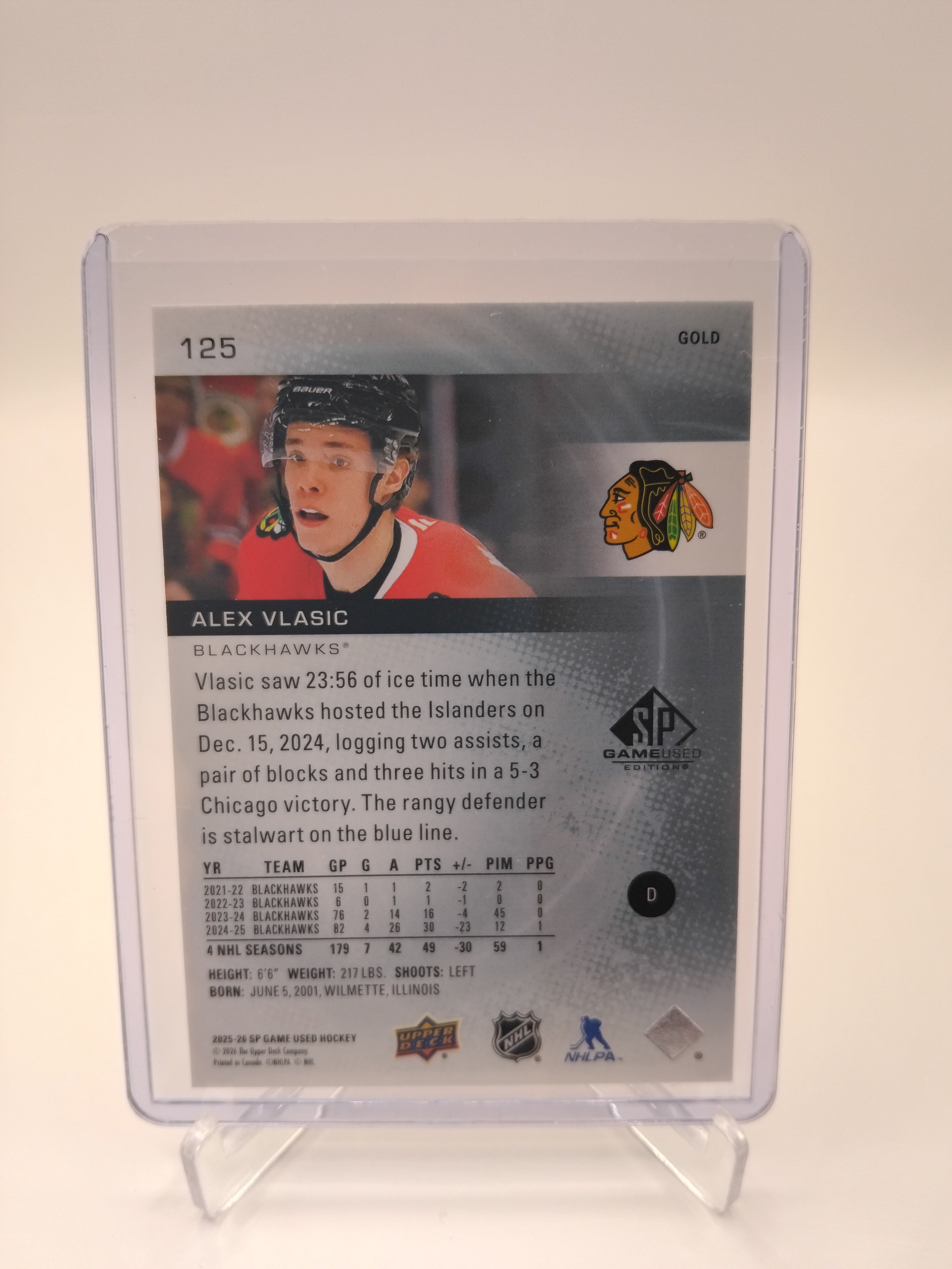 2025-26 SP Game Used Alex Vlasic Gold 076/149