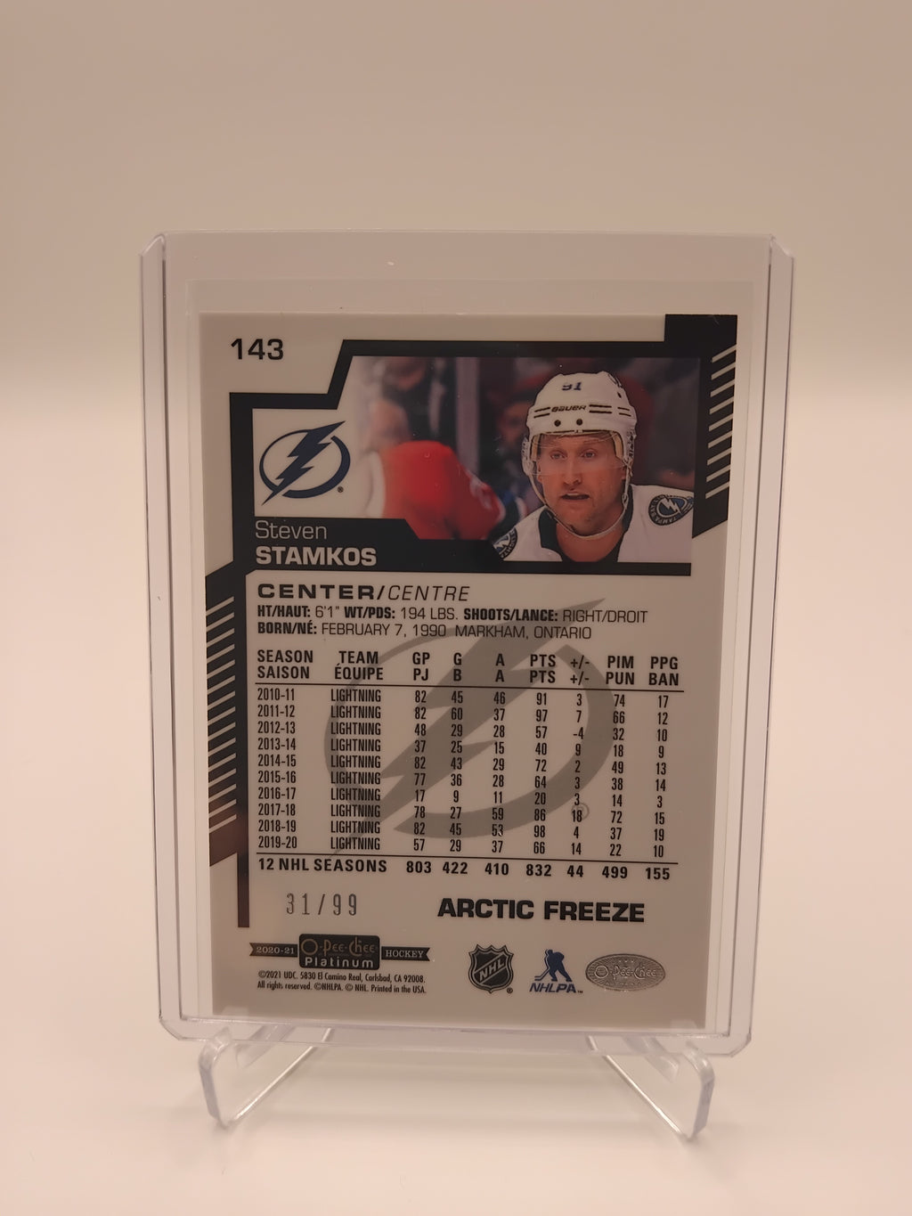 2020-21 OPC Platinum Stevn Stamkos Arctic Freeze 31/99