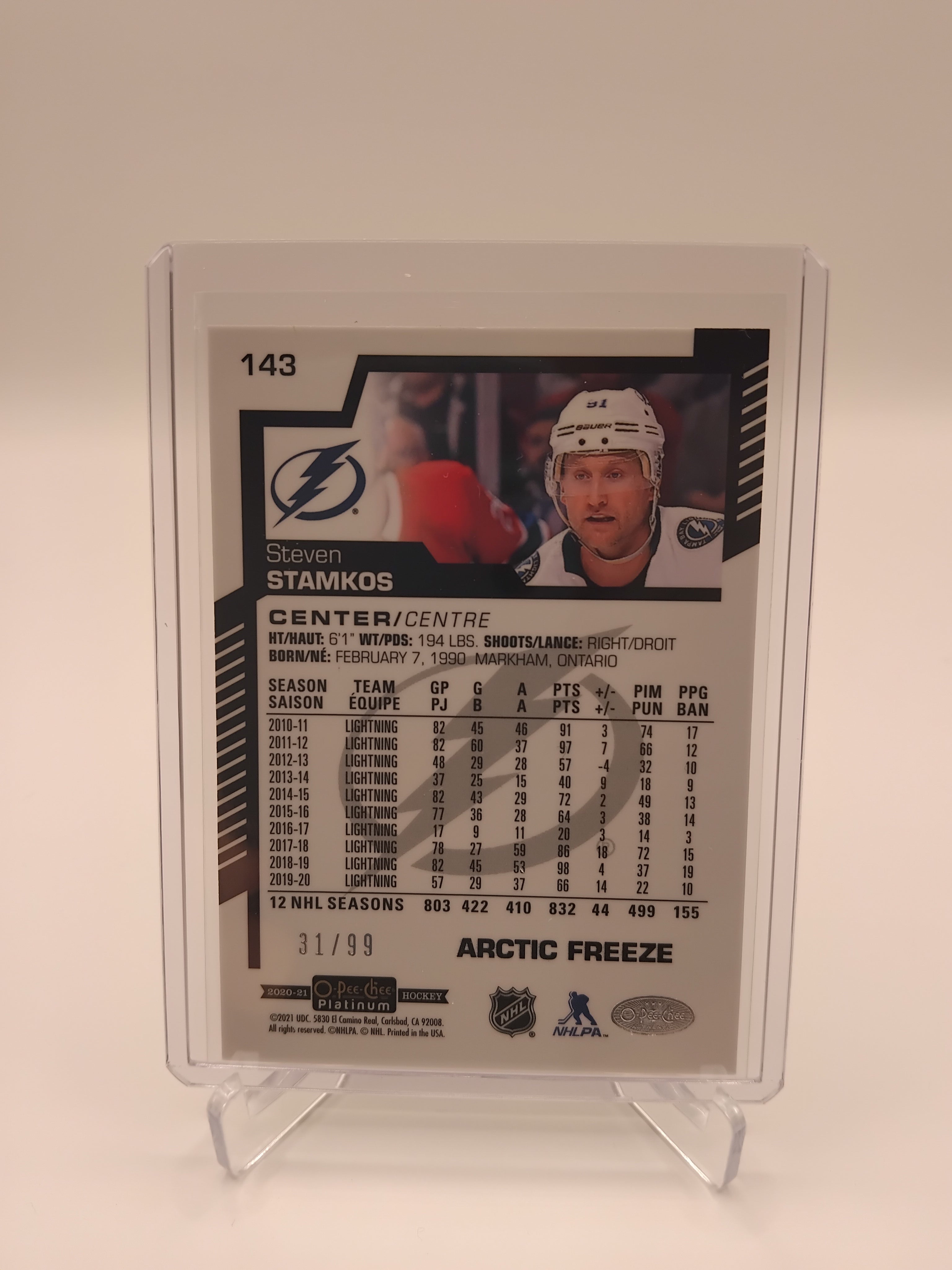 2020-21 OPC Platinum Stevn Stamkos Arctic Freeze 31/99