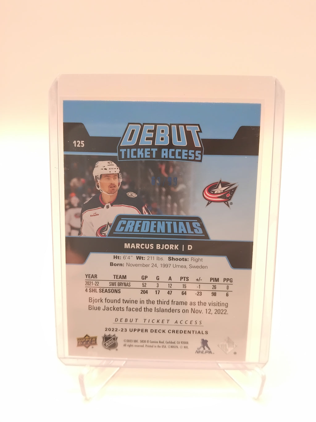 2022-23 Credentials Marcus Bjork 63/99