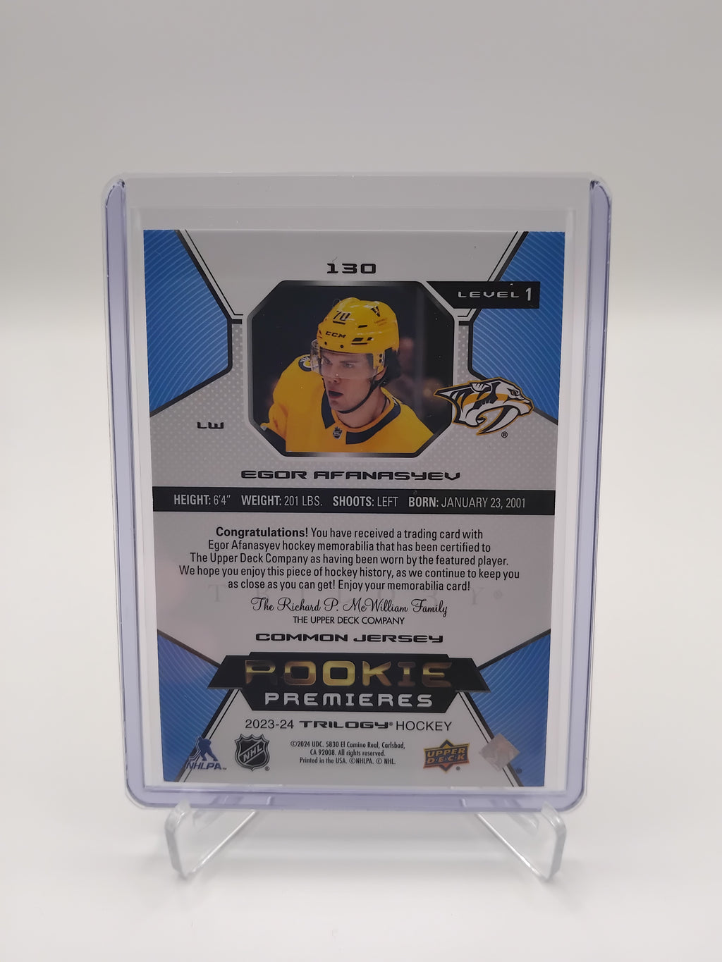 2023-24 Trilogy Egor Afanasyev Jersey 212/499