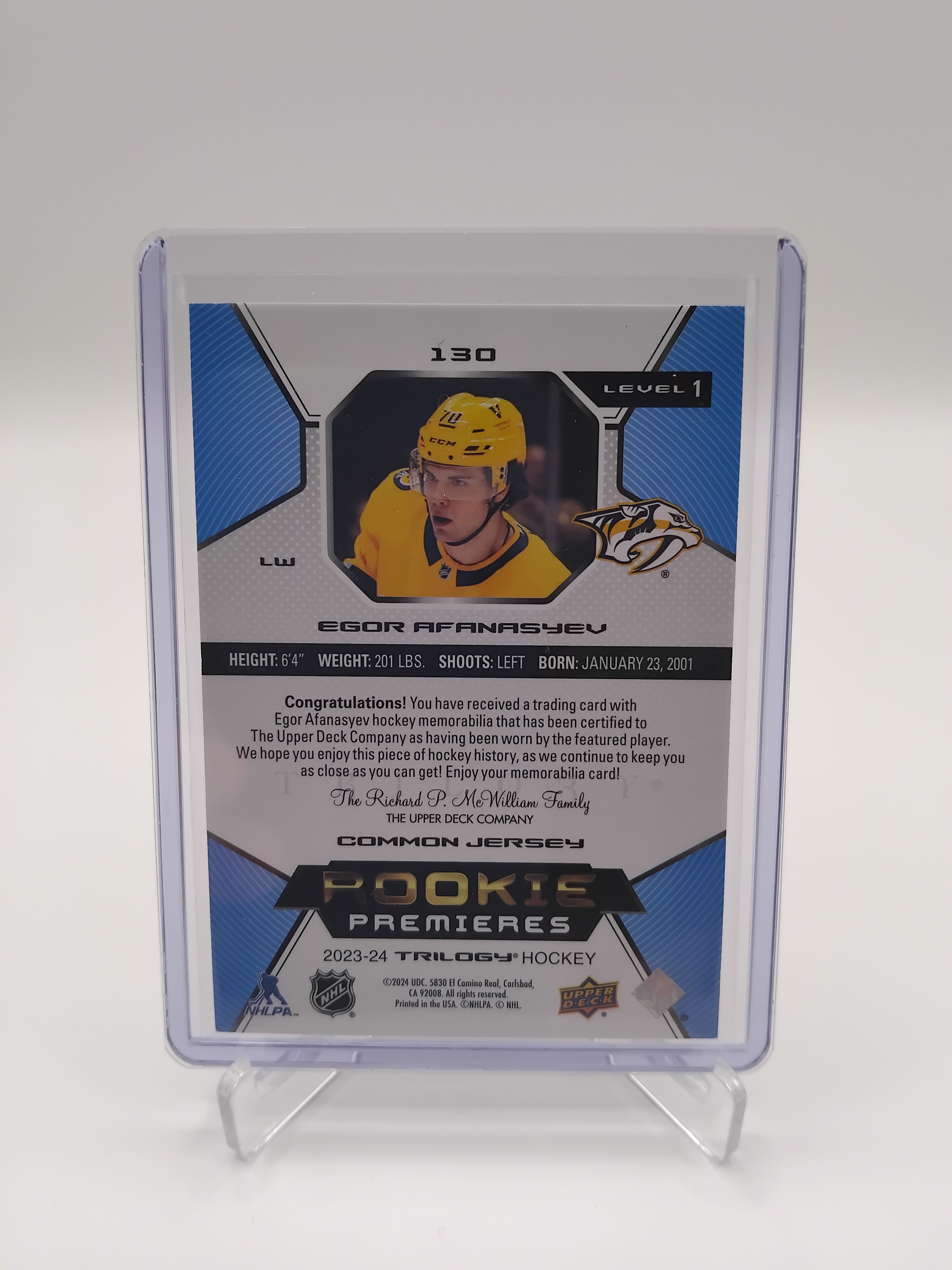 2023-24 Trilogy Egor Afanasyev Jersey 212/499