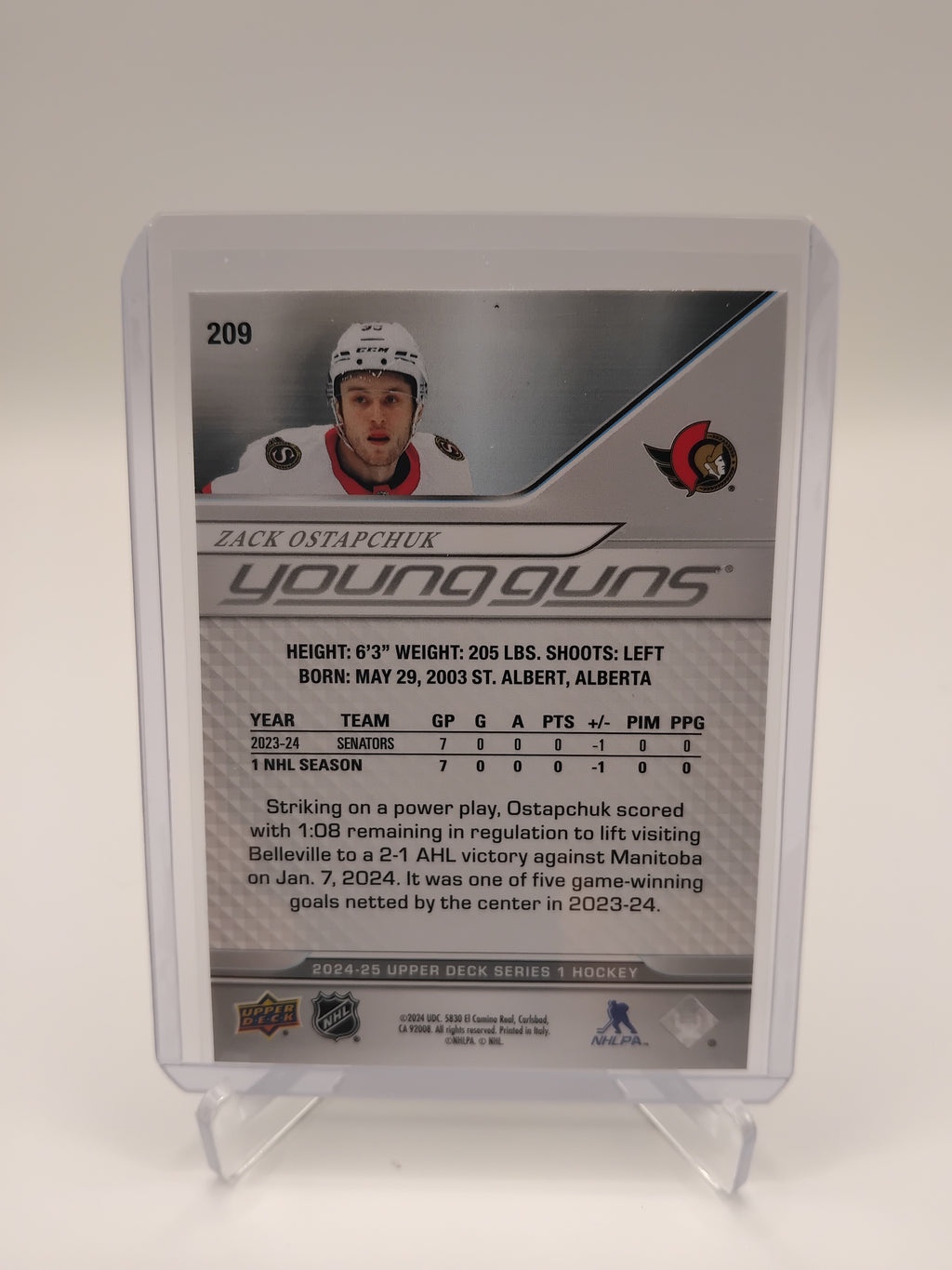 2024-25 Series 1 Zack Ostapchuk Young Guns