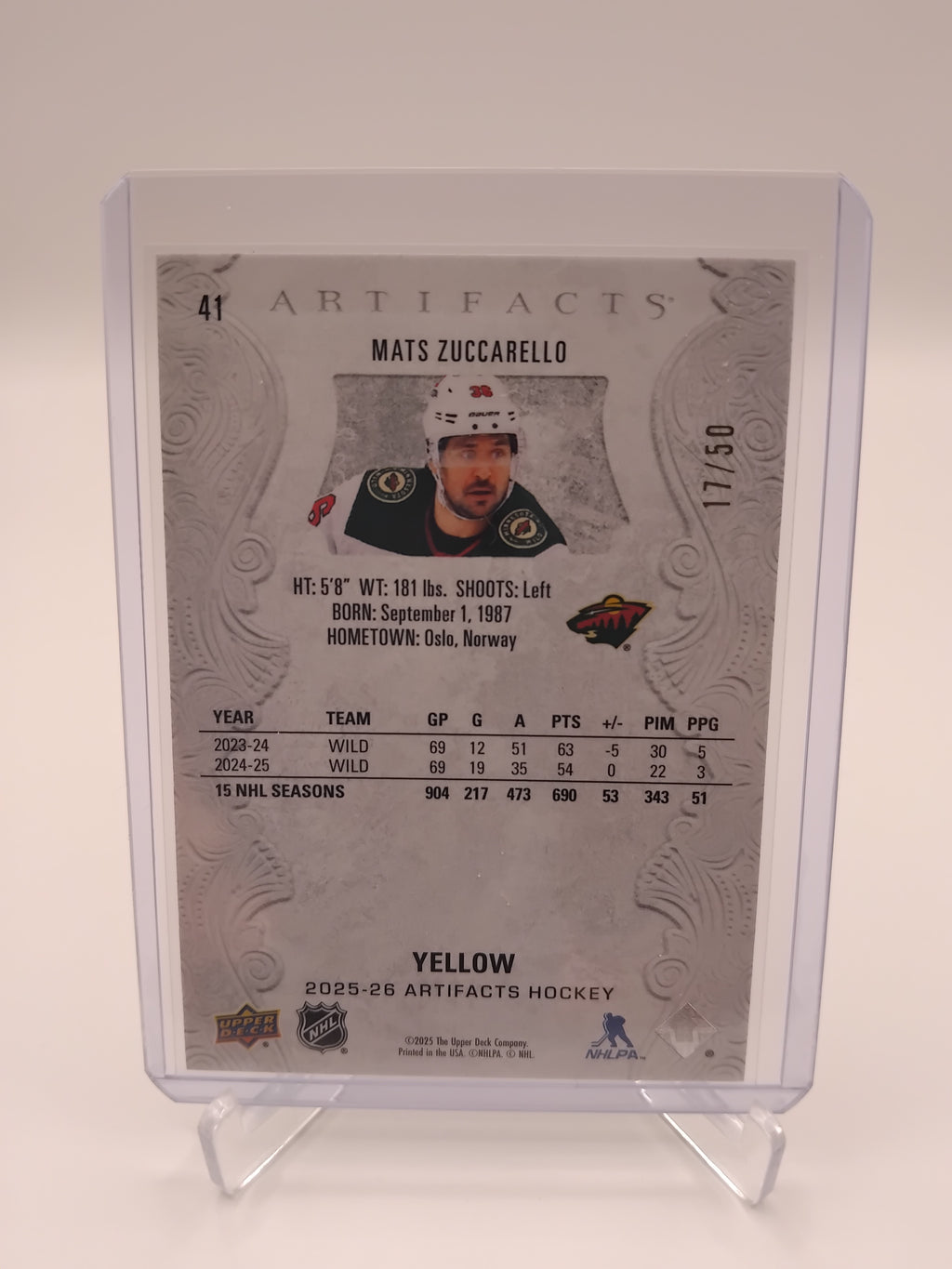 2025-26 Artifacts Mats Zuccarello Gold 17/50