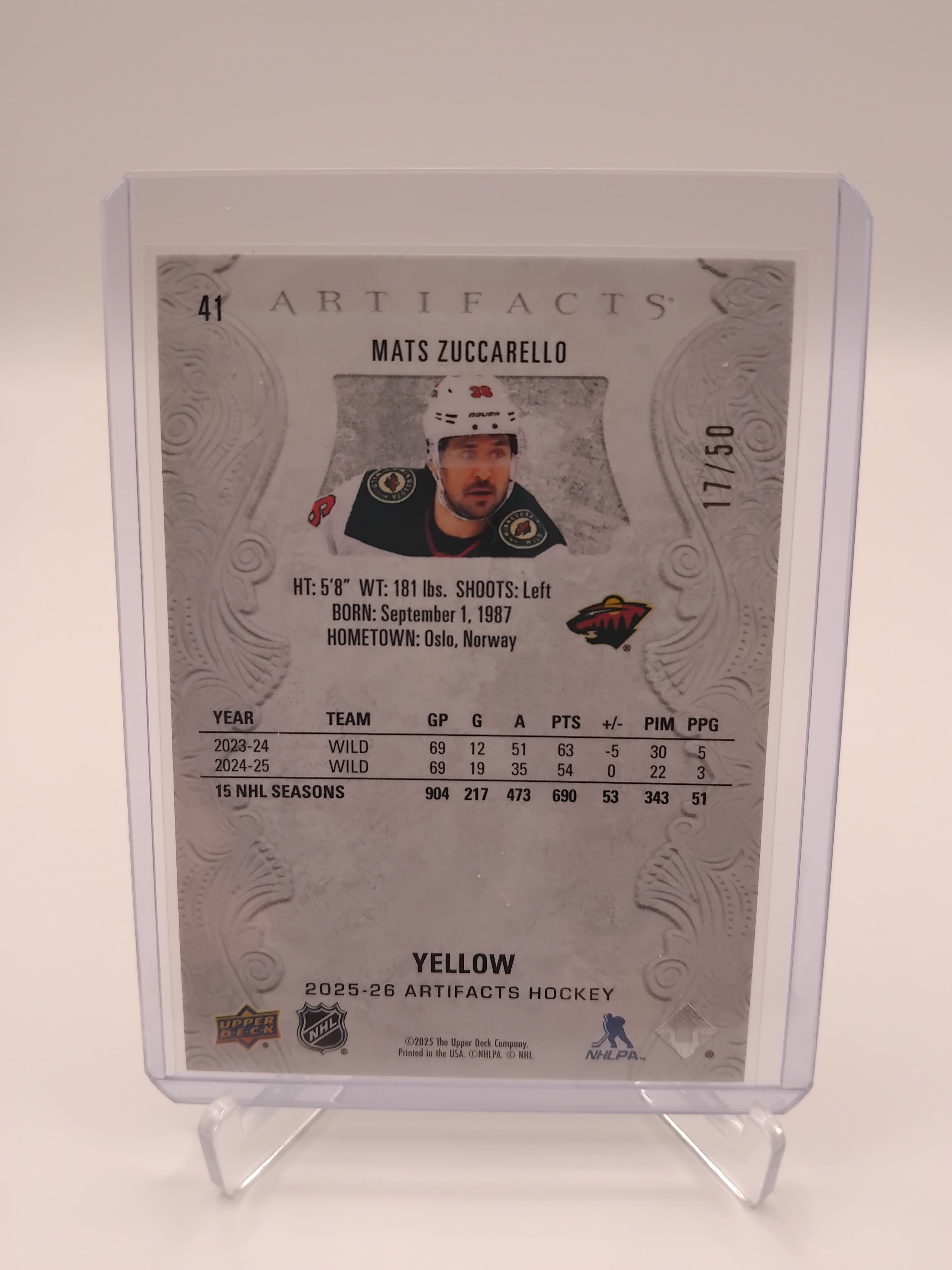 2025-26 Artifacts Mats Zuccarello Gold 17/50