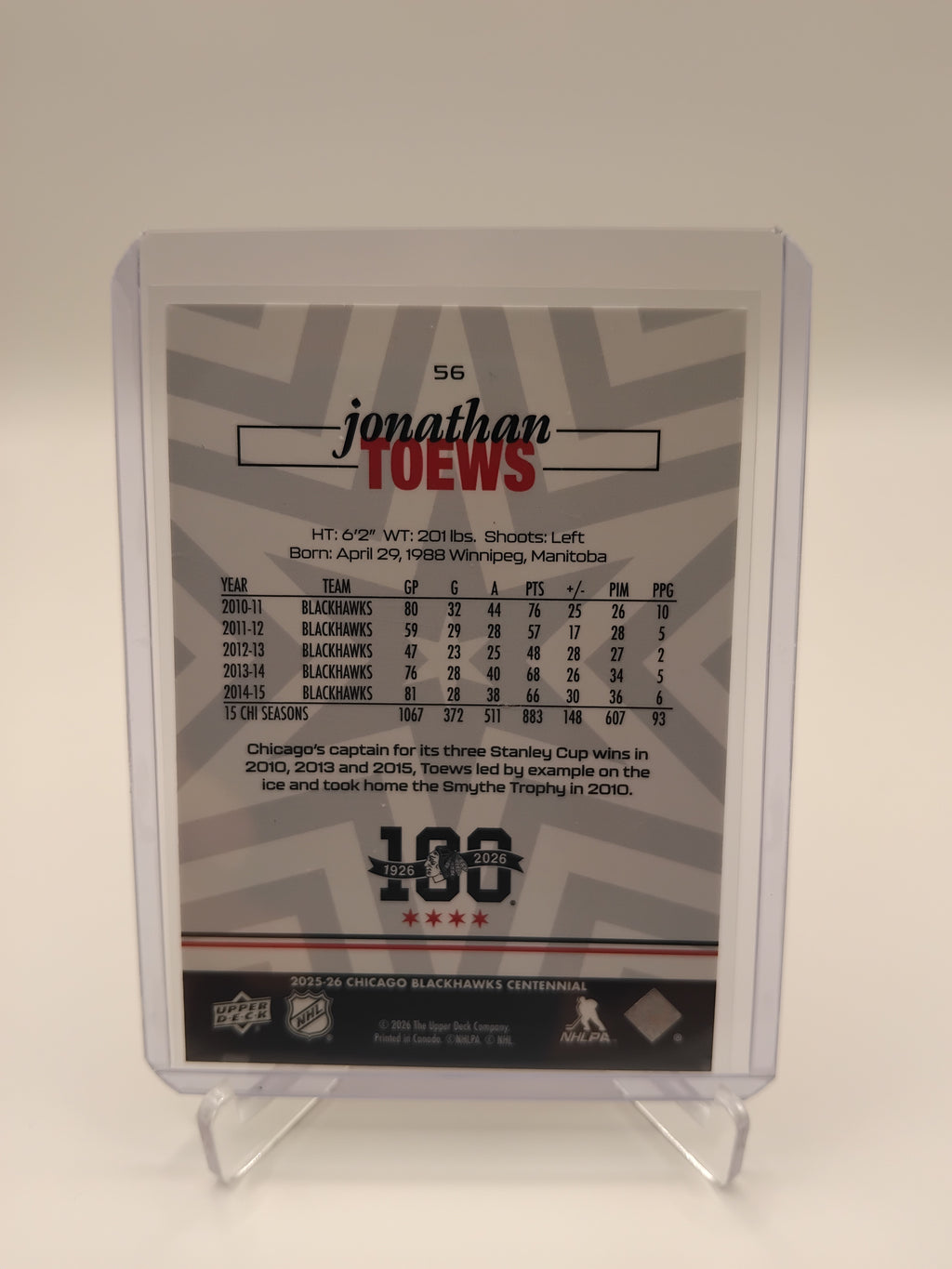 2025-26 Blackhawks Centennial Jonathan Toews