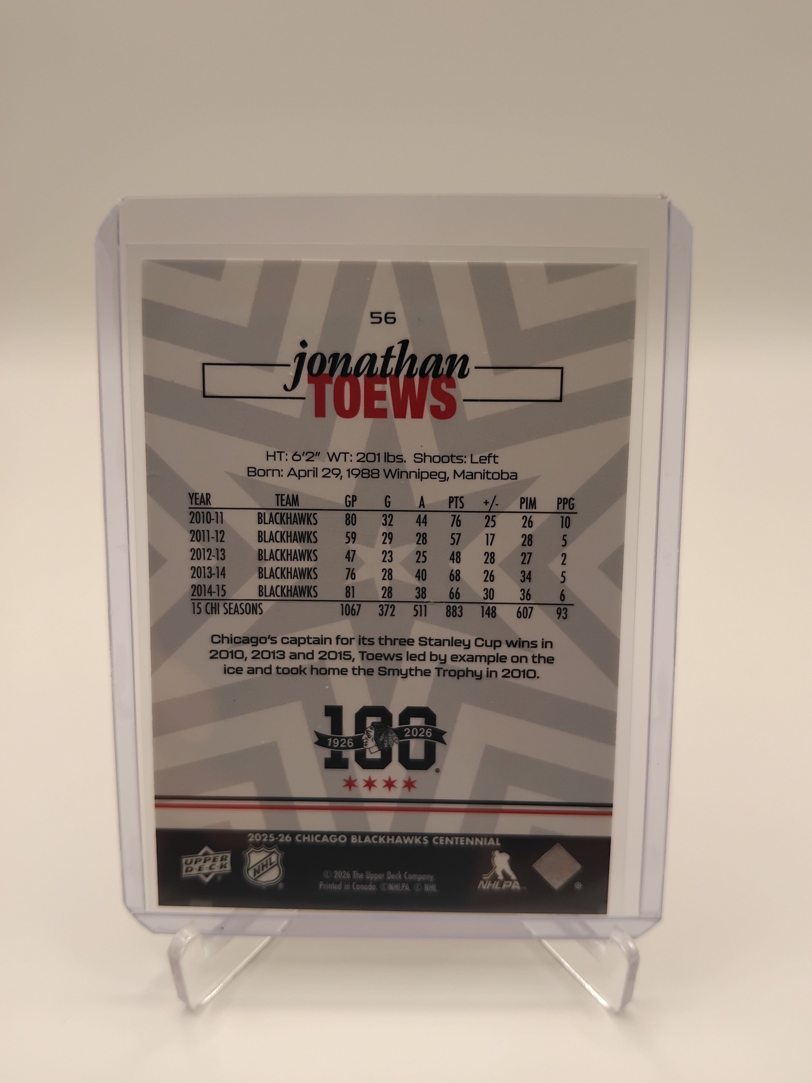 2025-26 Blackhawks Centennial Jonathan Toews