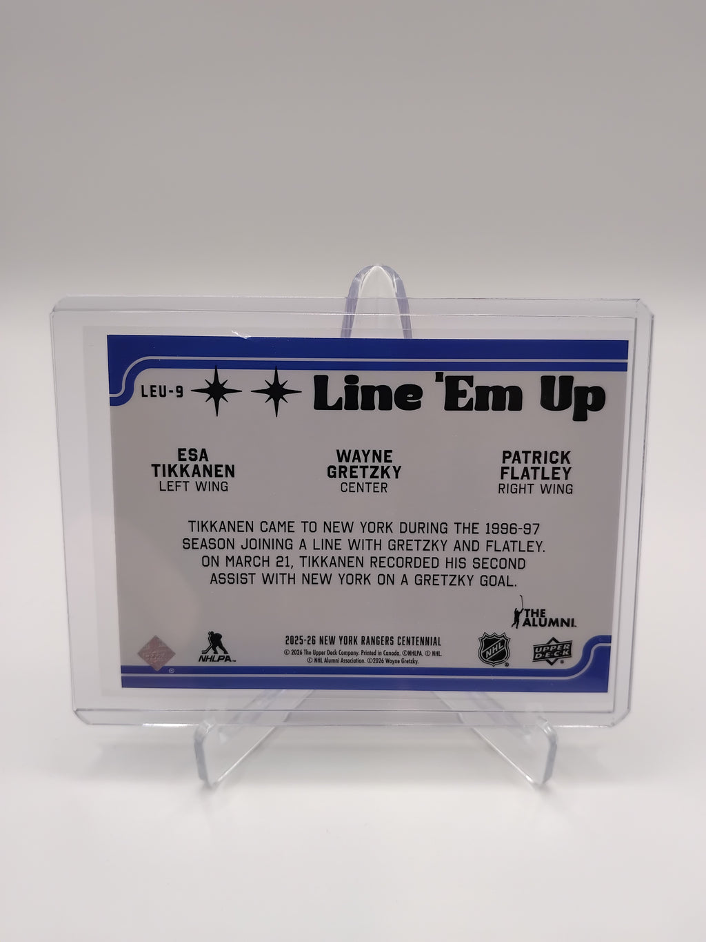 2025-26 Rangers Centennial Gretzky/Tikkanen/Flatley Line Em Up Red